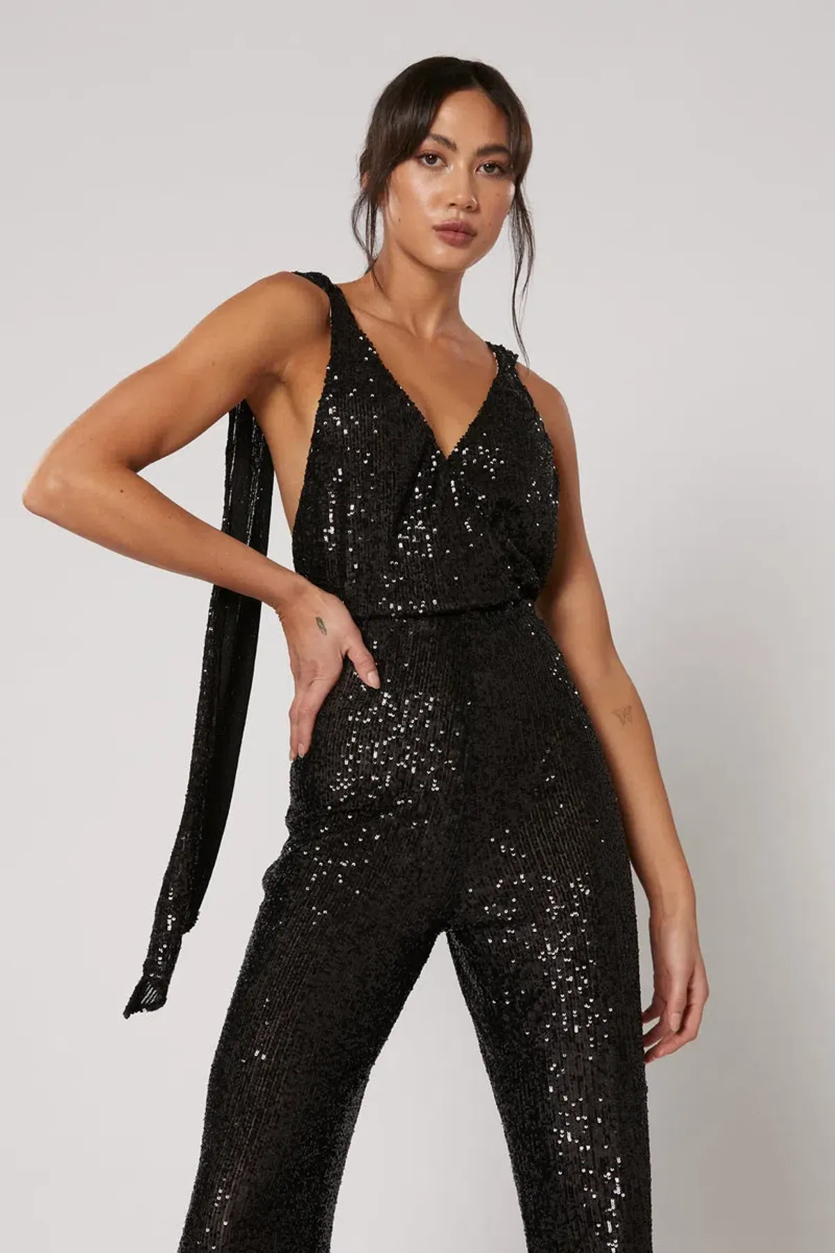 Winona Amara Jumpsuit Black Sequin Size 8 - Image 2