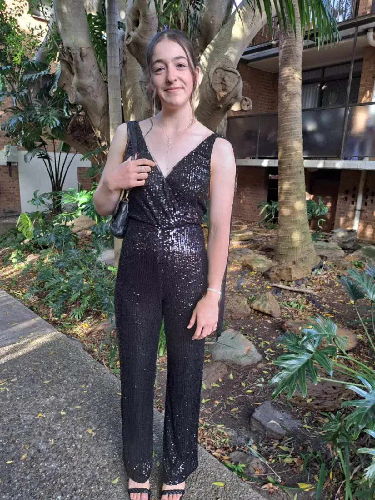 Winona Amara Jumpsuit Black Sequin Size 8 - Image 4