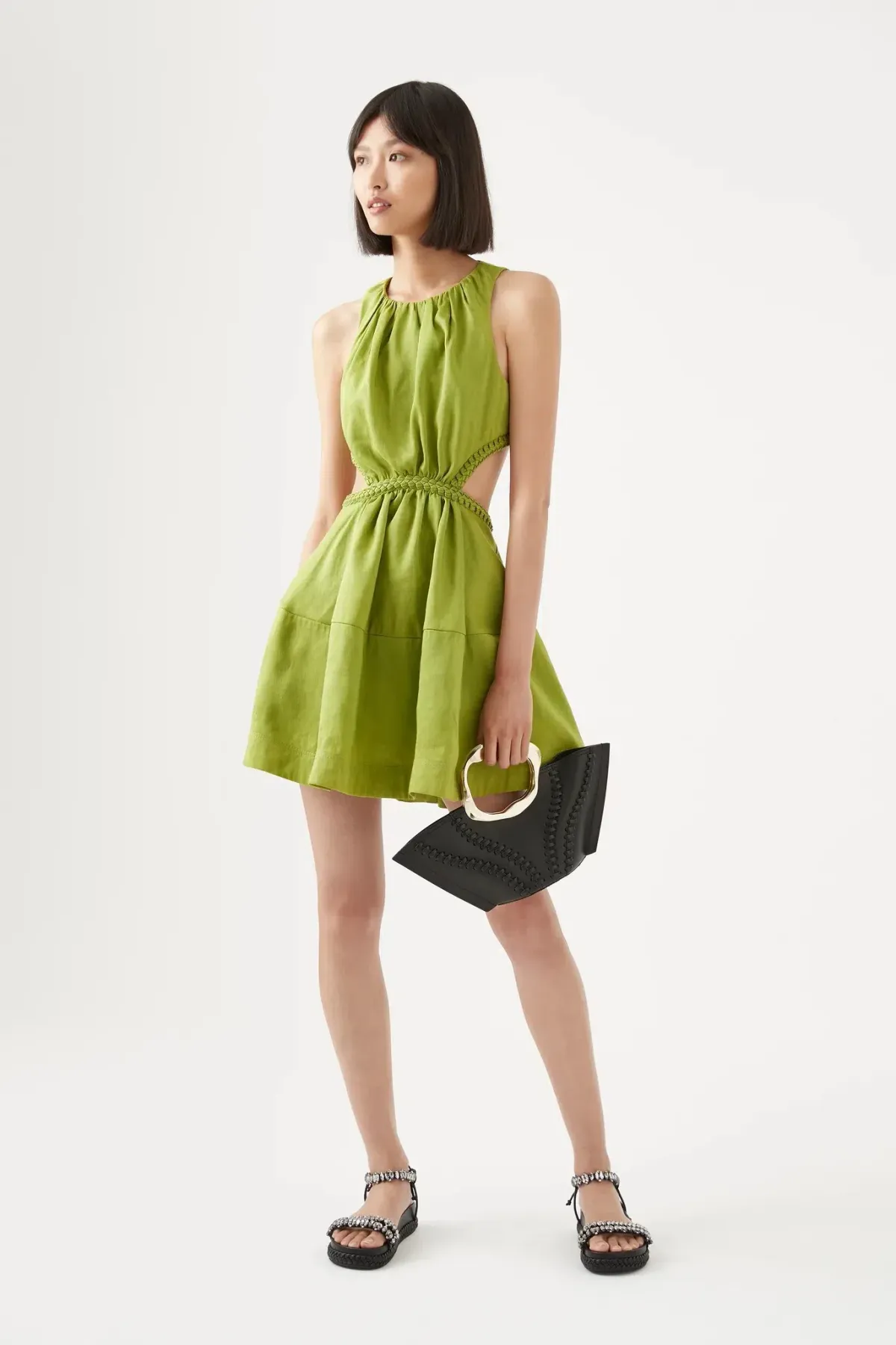 Aje Voyage Braided Cut Out Mini Dress Verdant Green Size 8 - Image 1