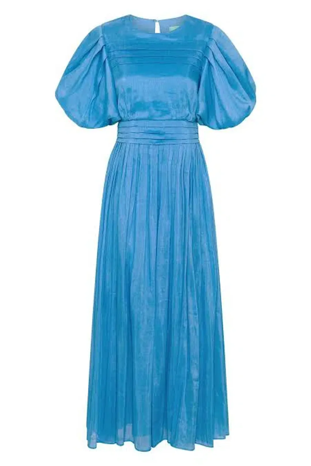 Aje Sylvia Pintuck Midi Dress Azure Blue Size 8 for rent on The Volte - main image