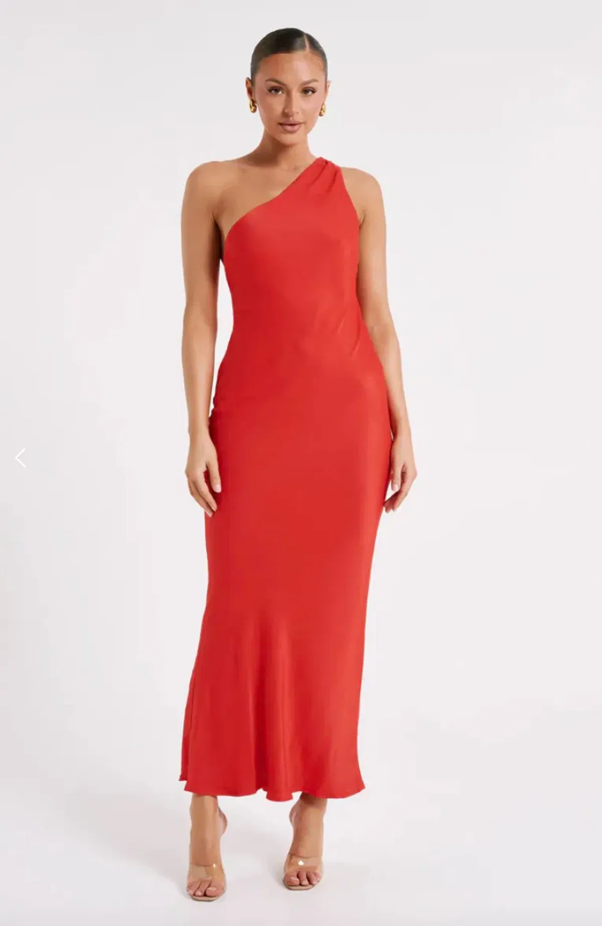 Meshki Alejandra One Shoulder Satin Maxi Dress Red Size L /Au 12 - Image 1