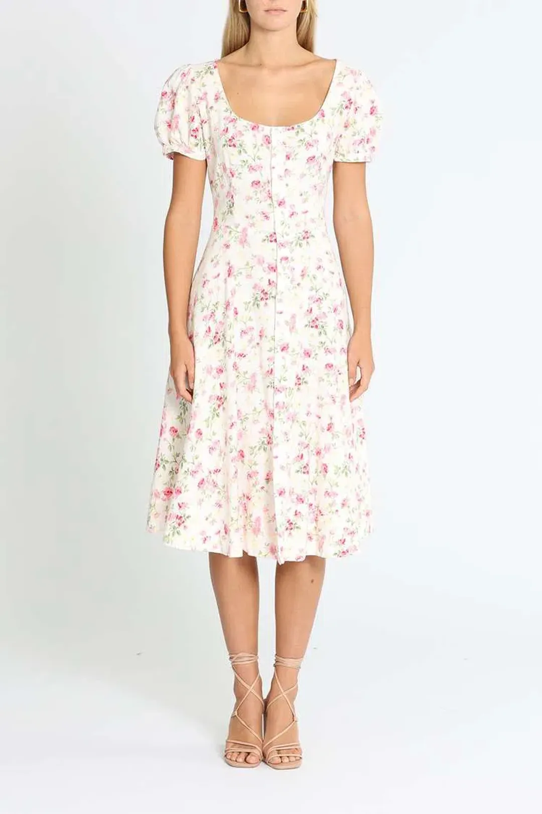 Polo Ralph Lauren Midi Dress Linen Floral Sweet Pea Garden Party Size 0/AU 4 for rent on The Volte - main image