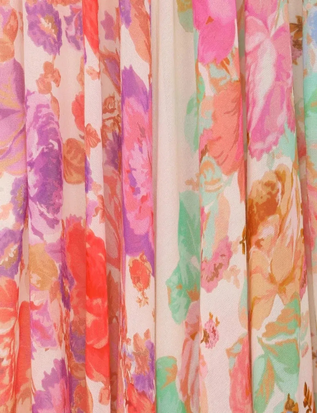 Zimmermann Raie Cut Out Ruffled Printed Silk-Chiffon Midi Dress Multi Floral Size 4/ AU 16 for rent on The Volte - main image