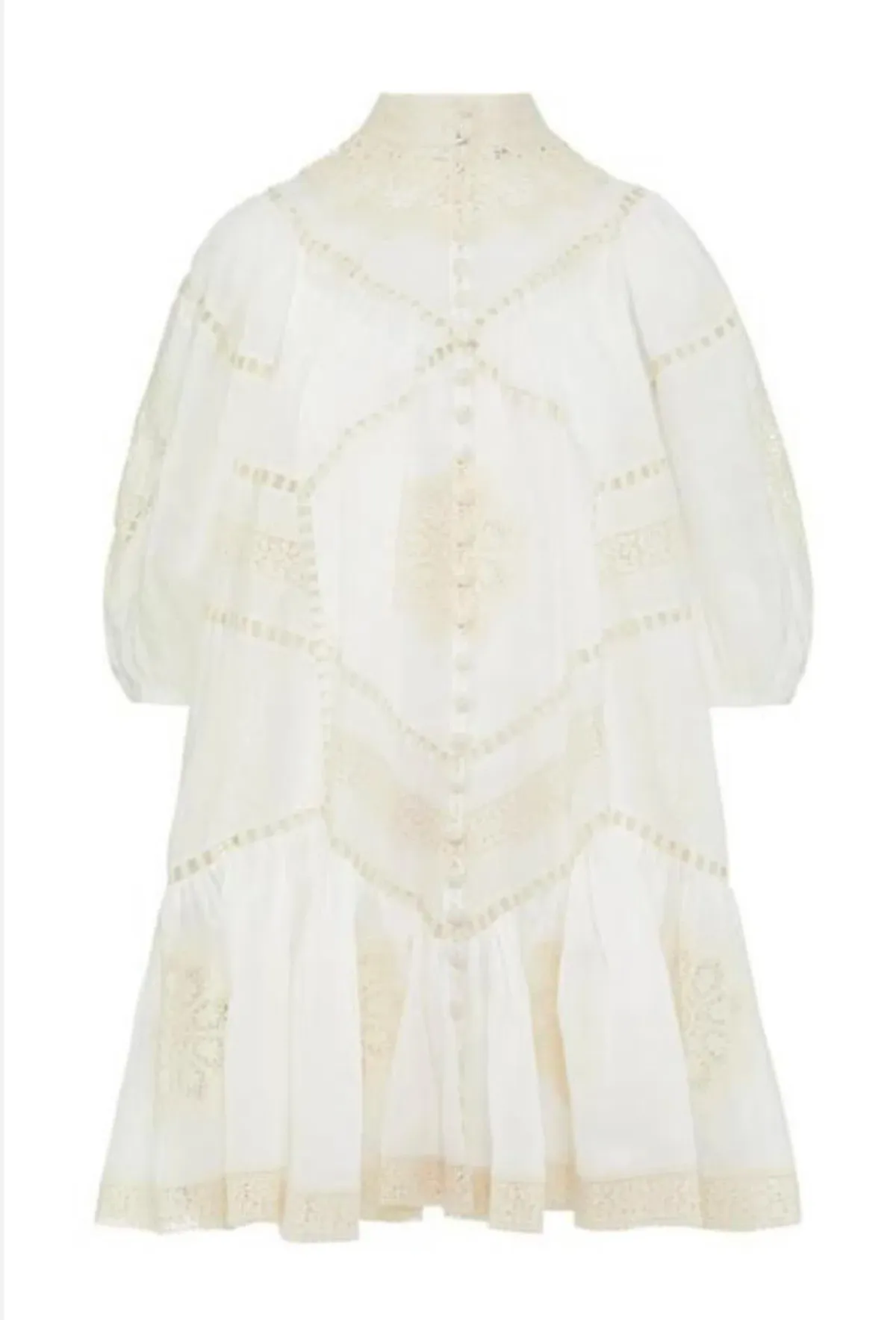 Zimmermann Jude Guipure Lace Trim Mini Dress in Cream Size 1/AU 10 - Image 3