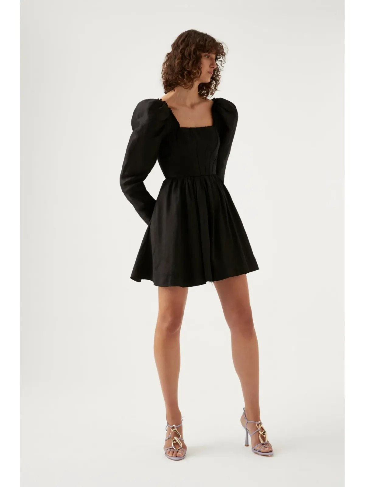 Aje Fleur Corset Long Sleeve Mini Dress in Black Size AU 8 - Image 1