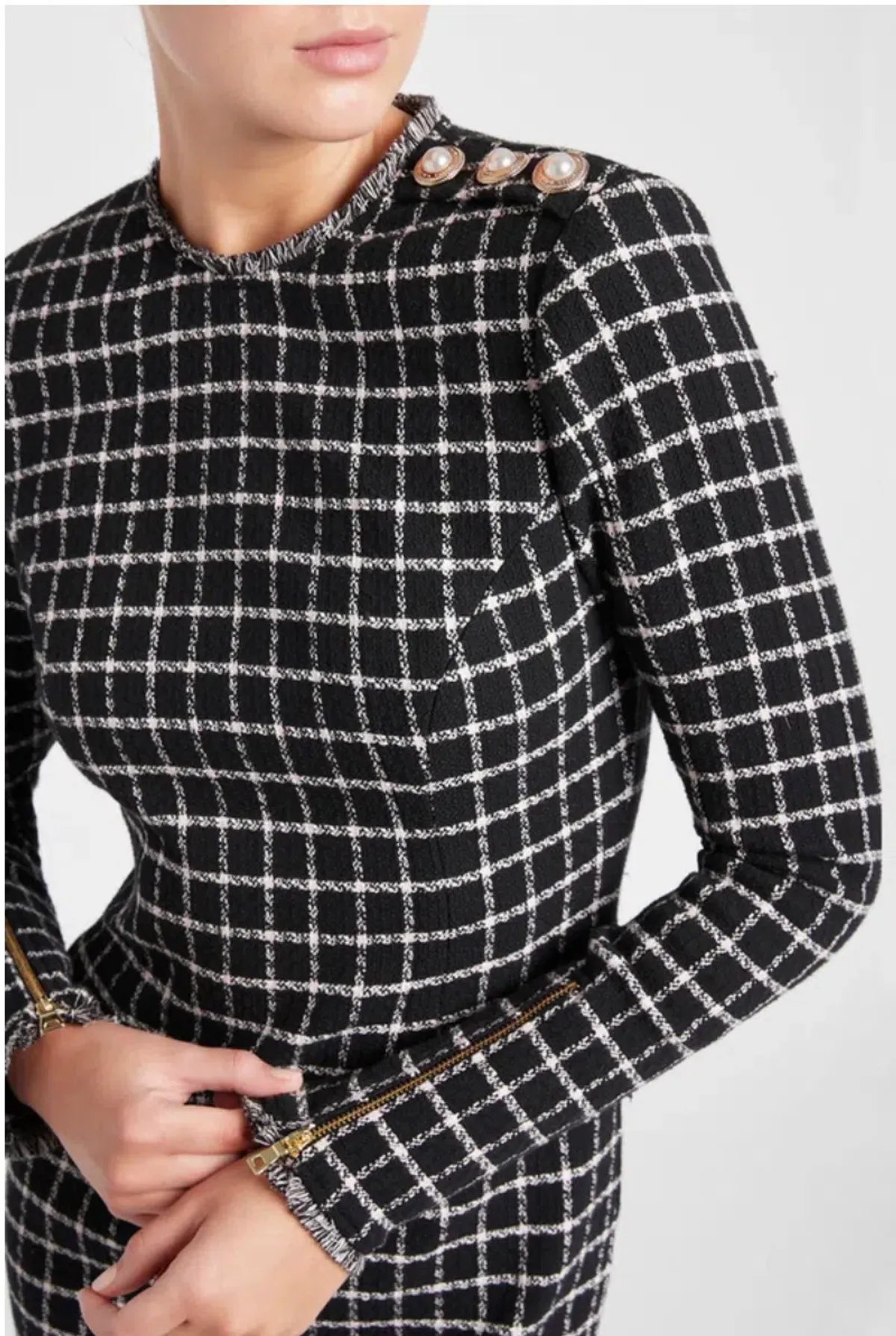 Rebecca Vallance Cory Mini Dress in Black Check Size AU 14 - Image 2