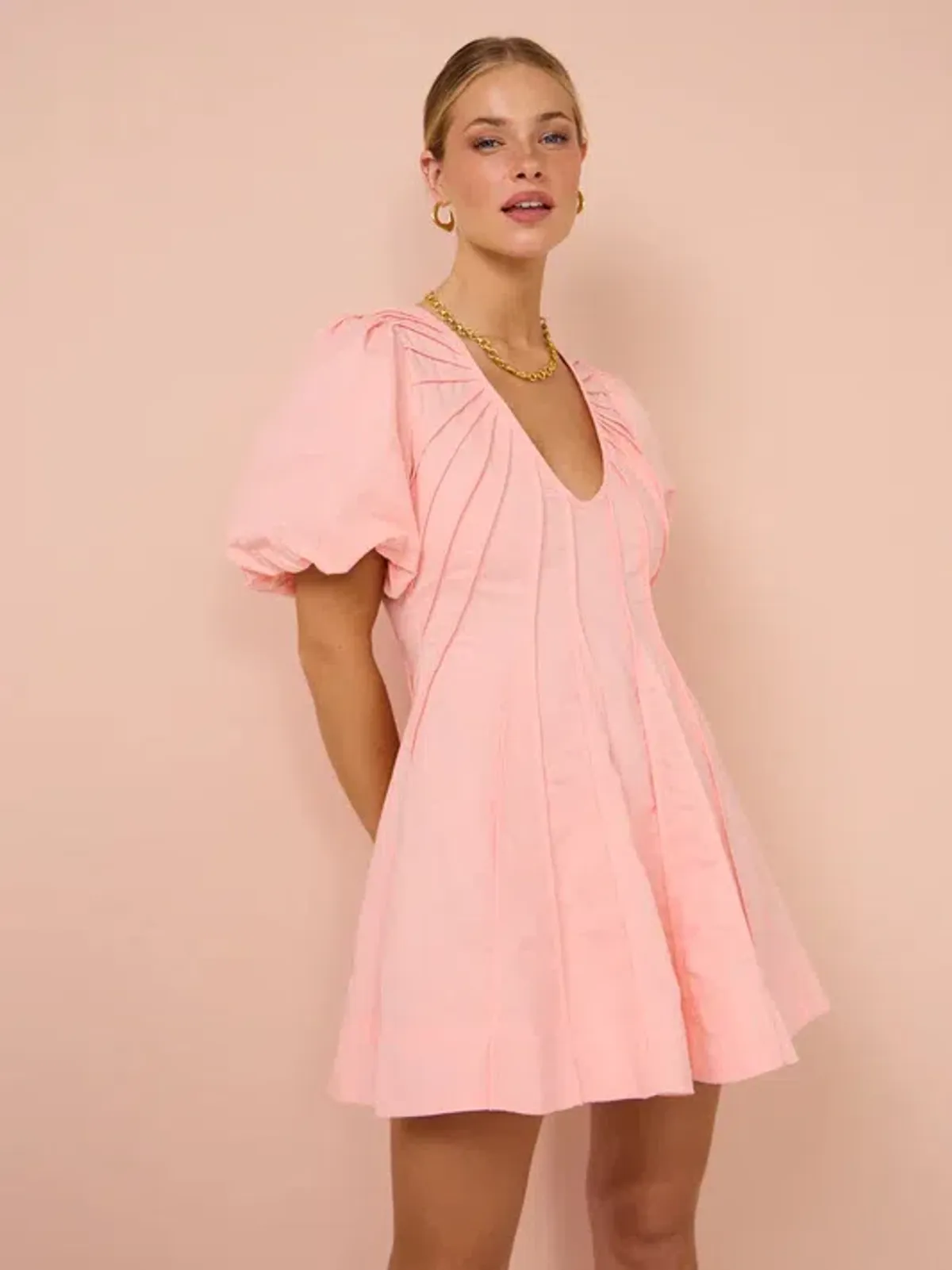 By Nicola Sea Loving Short Sleeve Mini Dress Rockmelon Pink Size 6 - Image 2