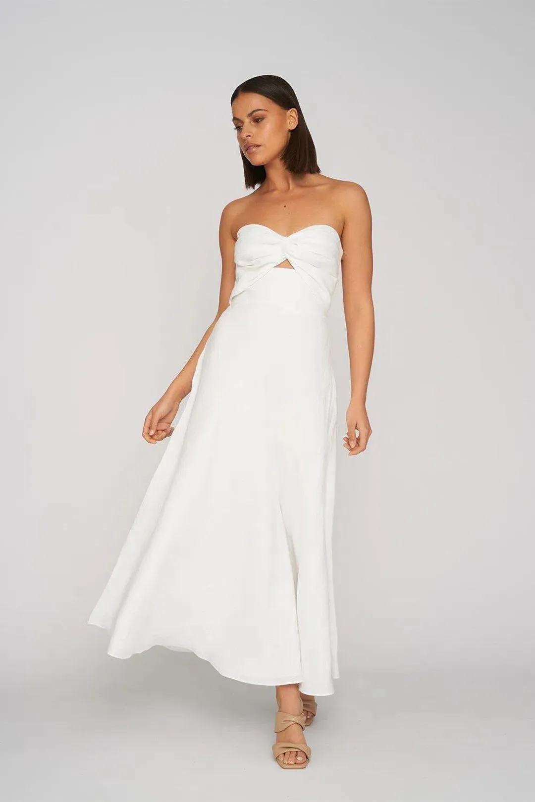 By Johnny Penelope Strapless Midi Dress White Size 6 for rent on The Volte - main image