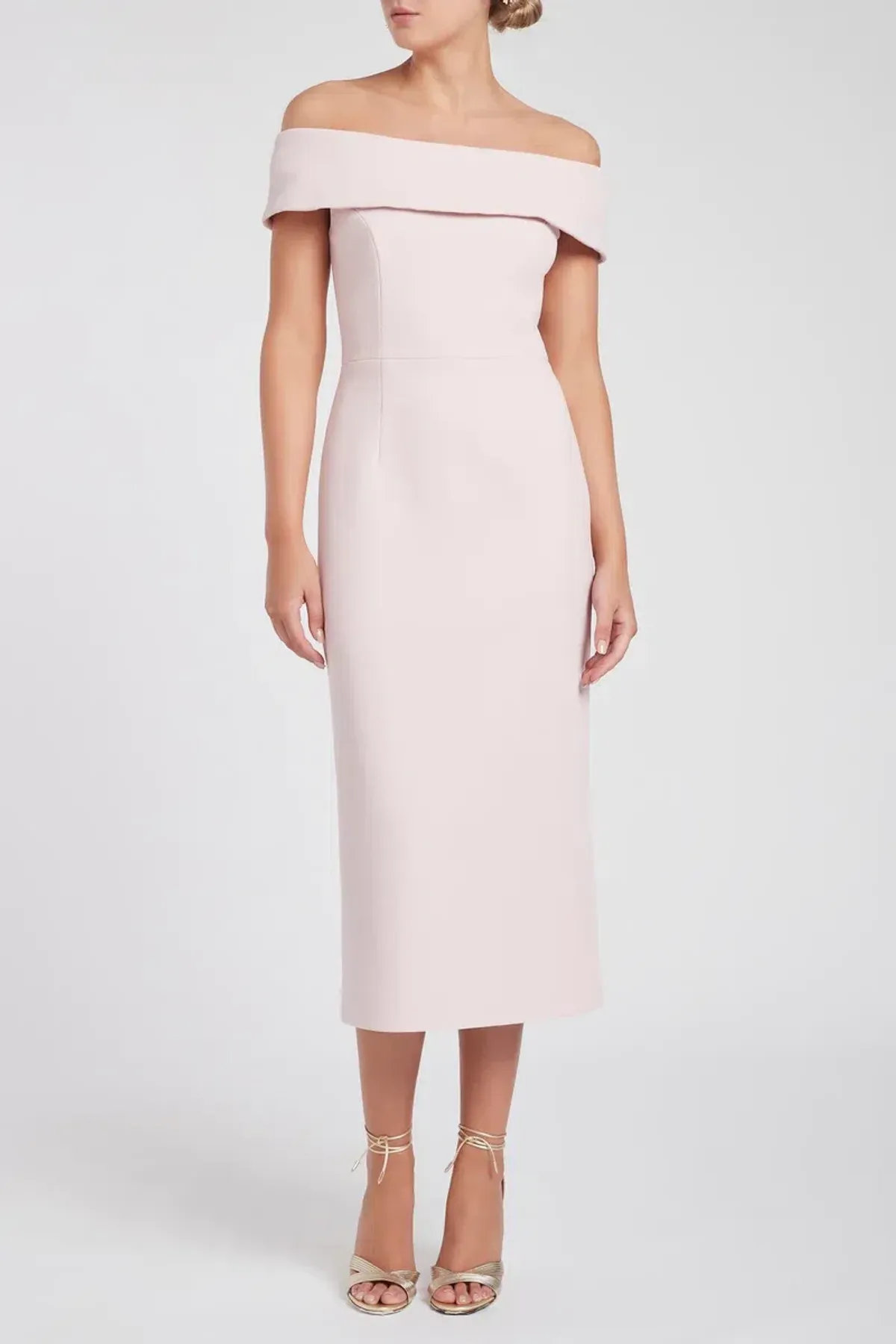 Rebecca Vallance Amore Off The Shoulder Midi Dress Pink Size 6 - Image 5