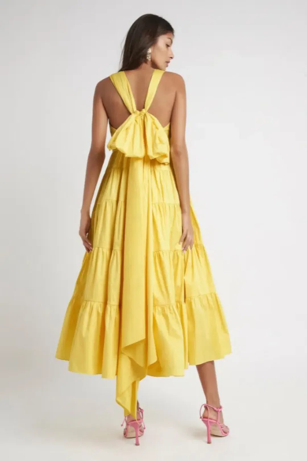 Aje Solstice Tiered Maxi Dress Yellow Size 10 for rent on The Volte - main image