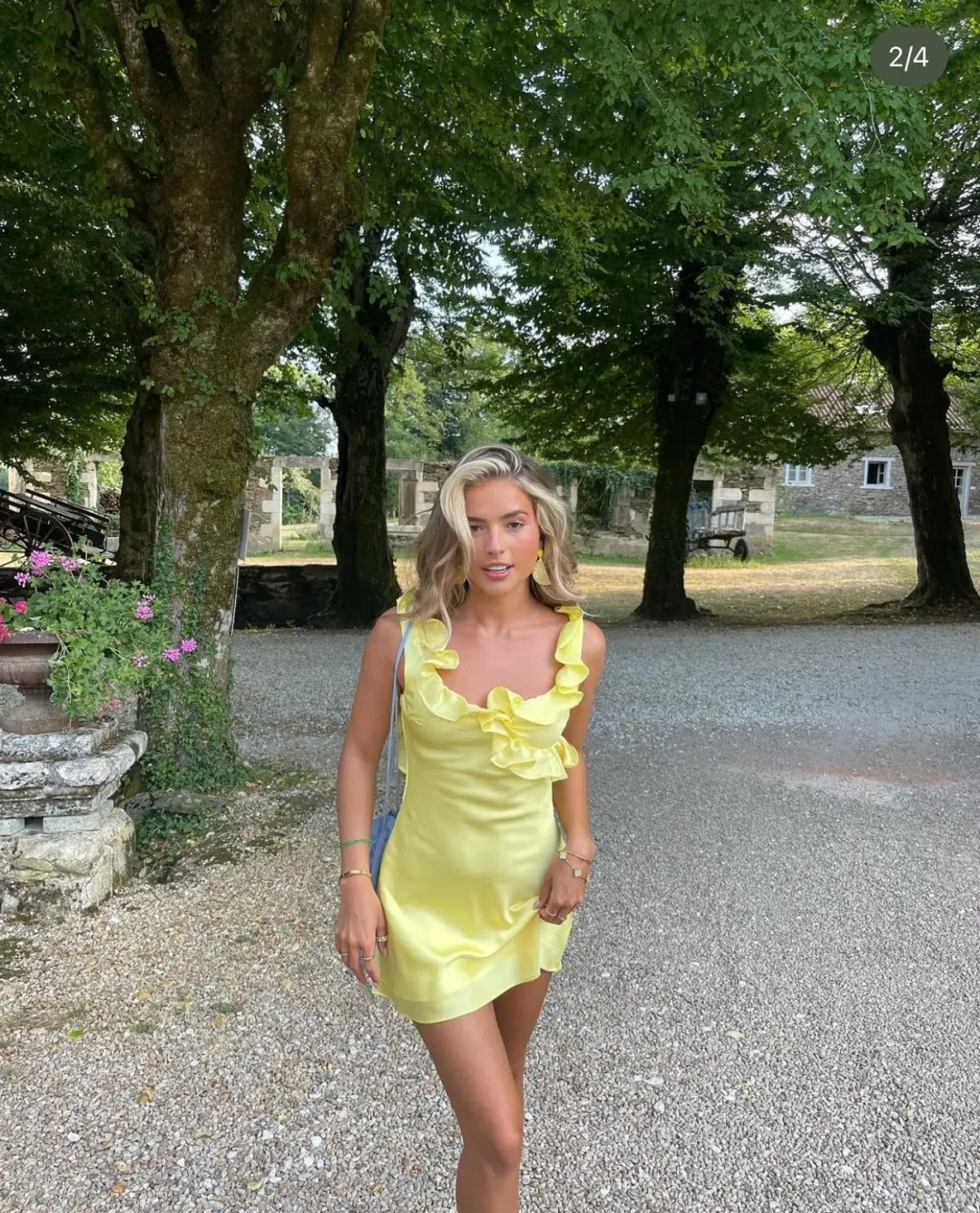 House of CB Tink Satin Ruffle Mini Dress Buttercup Size M/AU 10  for rent on The Volte - main image