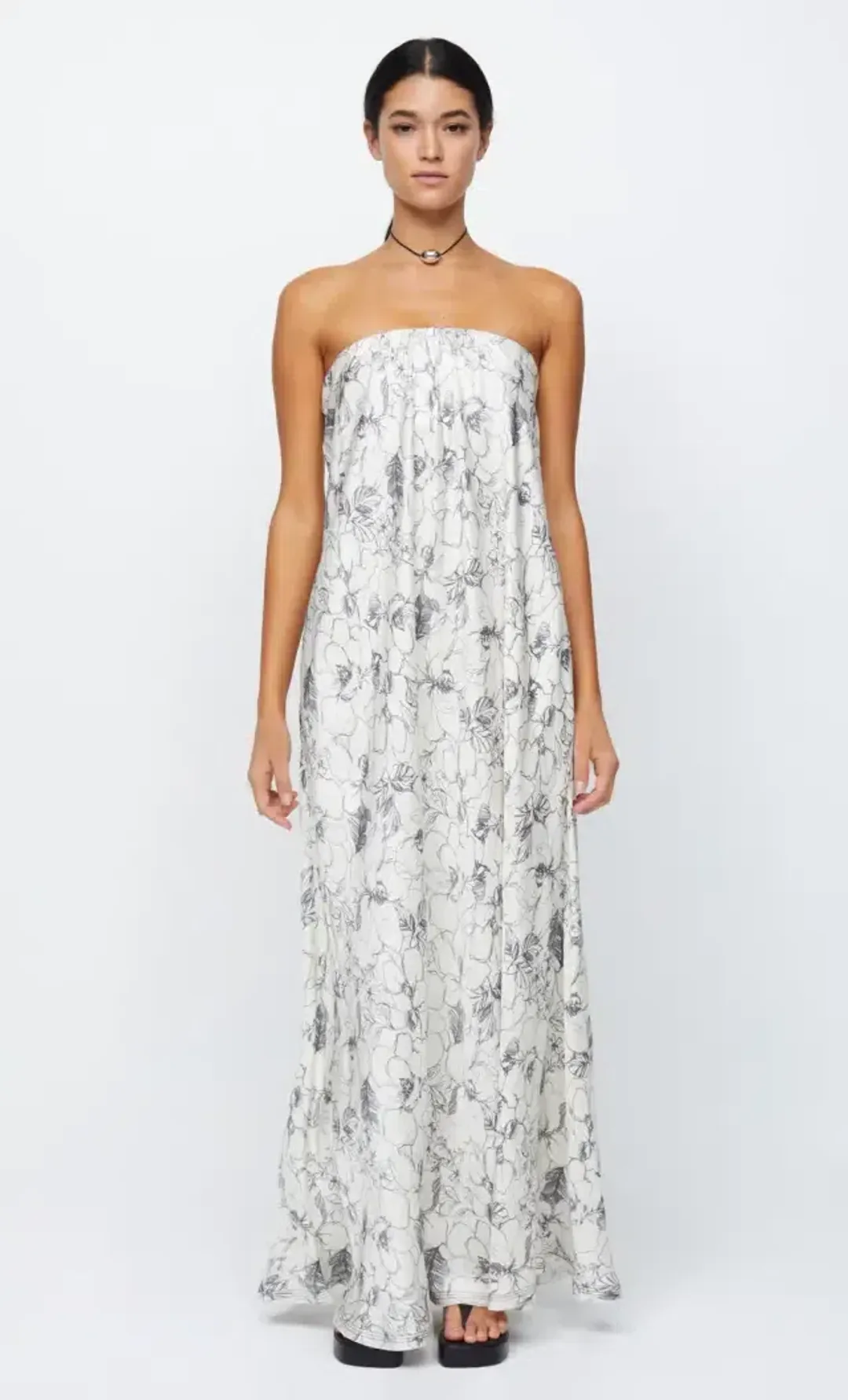 Bec & Bridge Tillie Strapless Maxi Dress Linear Floral Size AU 10  for rent on The Volte - main image