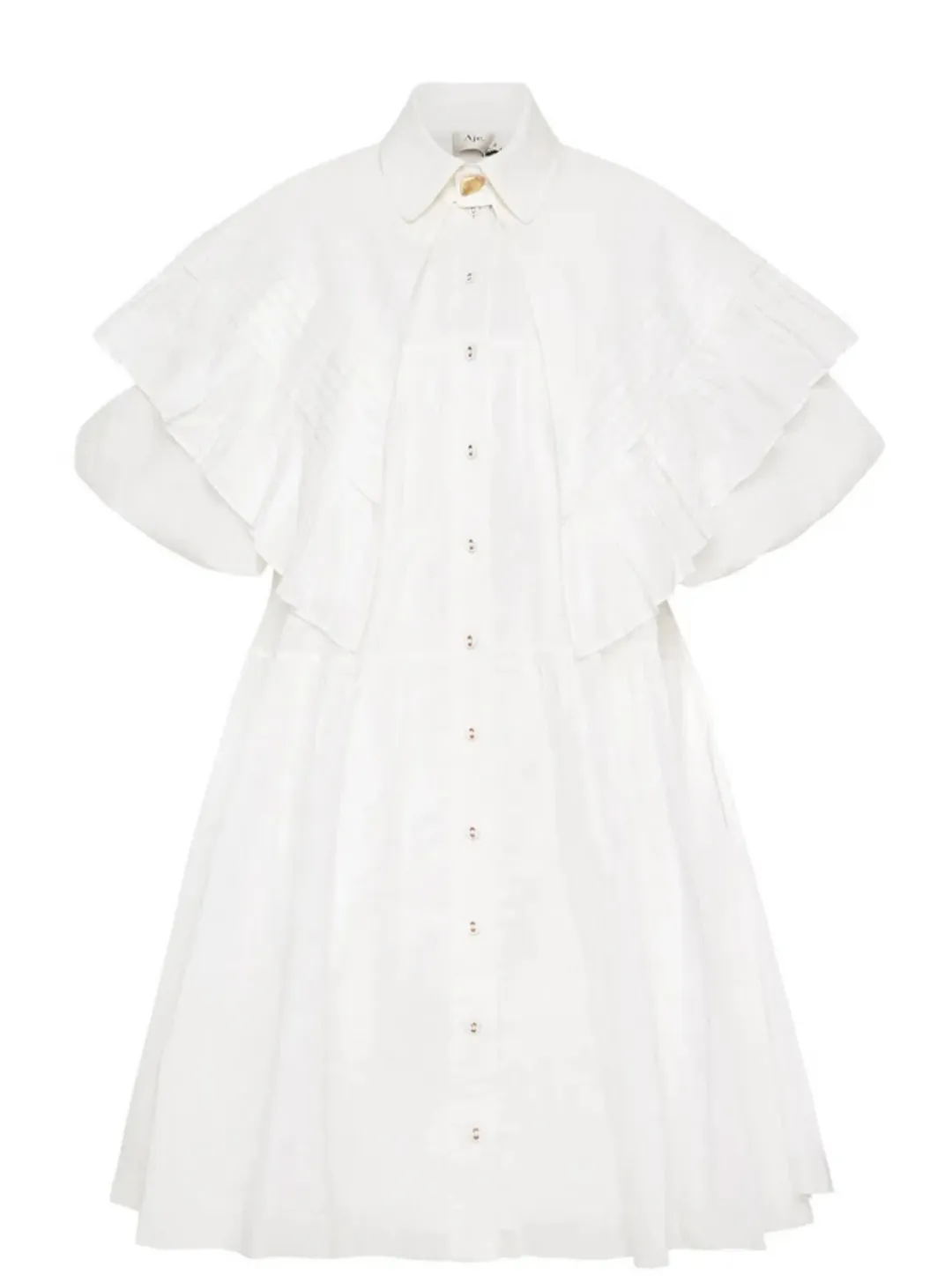 Aje Pablo Bib Smock Mini Dress in Ivory Size 6 for rent on The Volte - main image