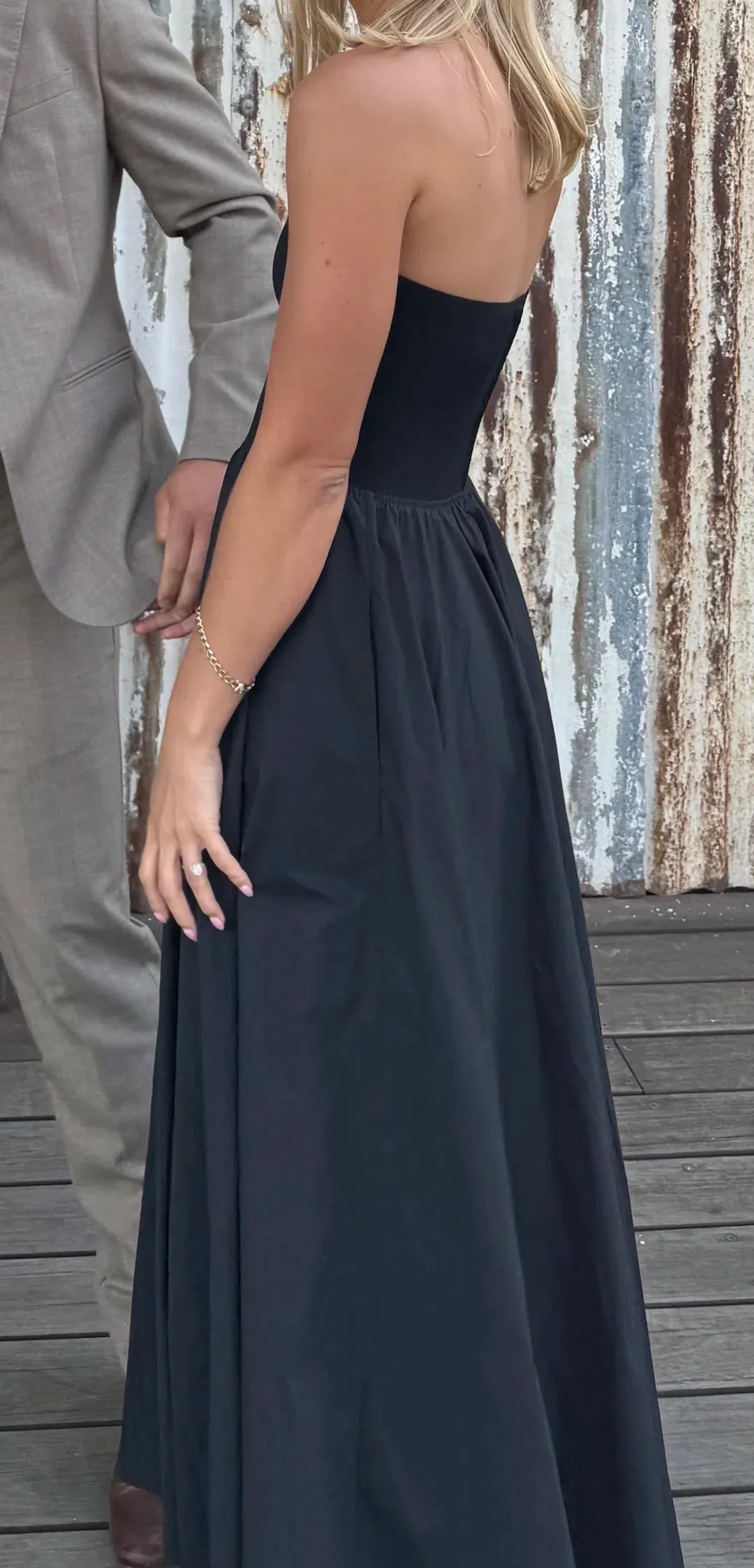 Scanlan Theodore Crepe Knit Cotton Strapless Dress Black Size AU 8 for rent on The Volte - main image