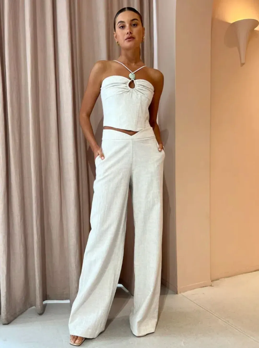 Viktoria and Woods Delta Bustier and Parsons Trouser Set Natural Size 00/0 (AU 4-6) for rent on The Volte - main image