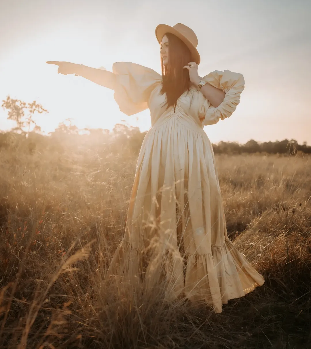 Rooh Collective Birthday Gown in Sun Ombre Size 10 for rent on The Volte - main image