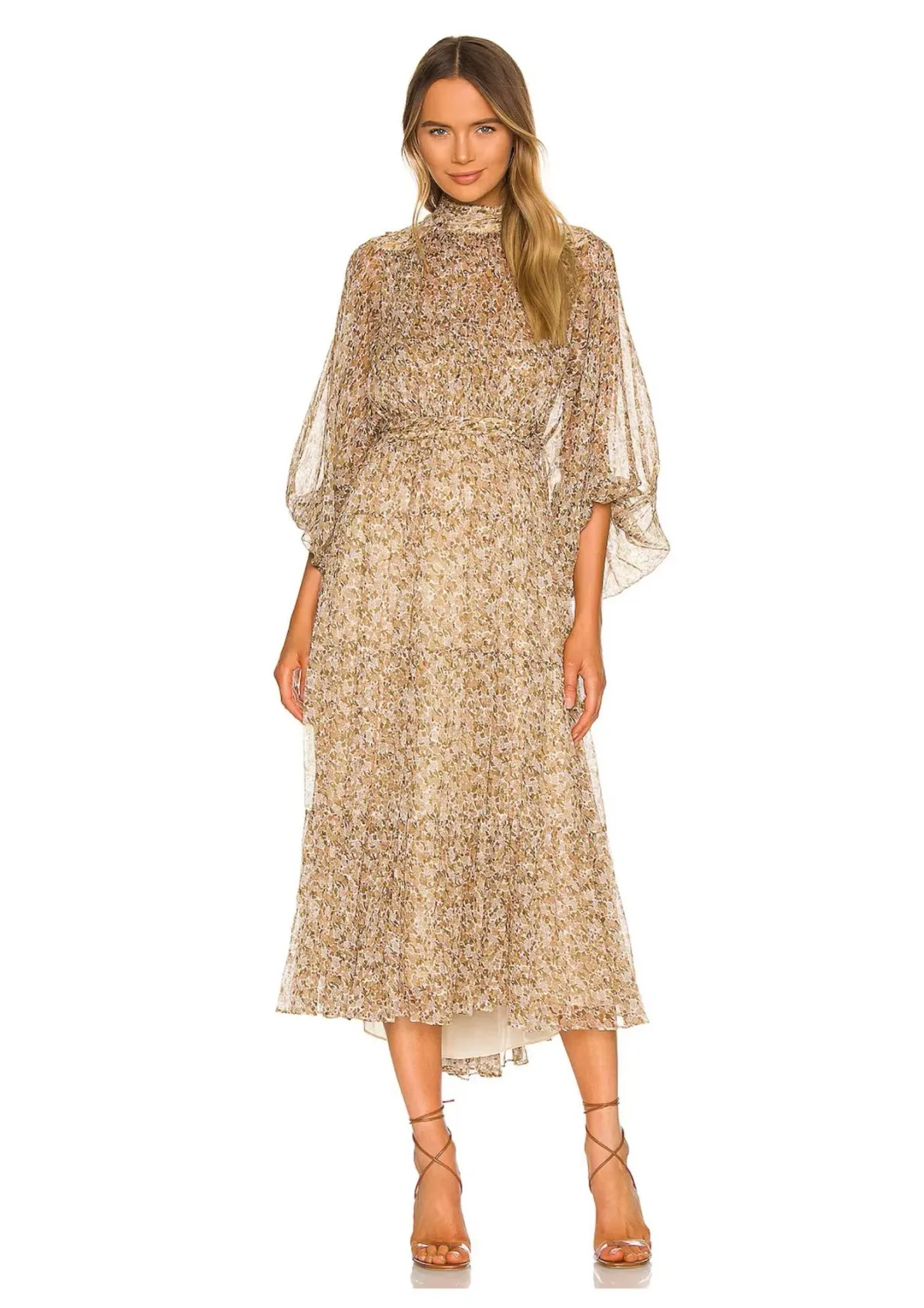 Shona Joy Ambar Backless Tiered Midi Dress Floral Size 6 - Image 1