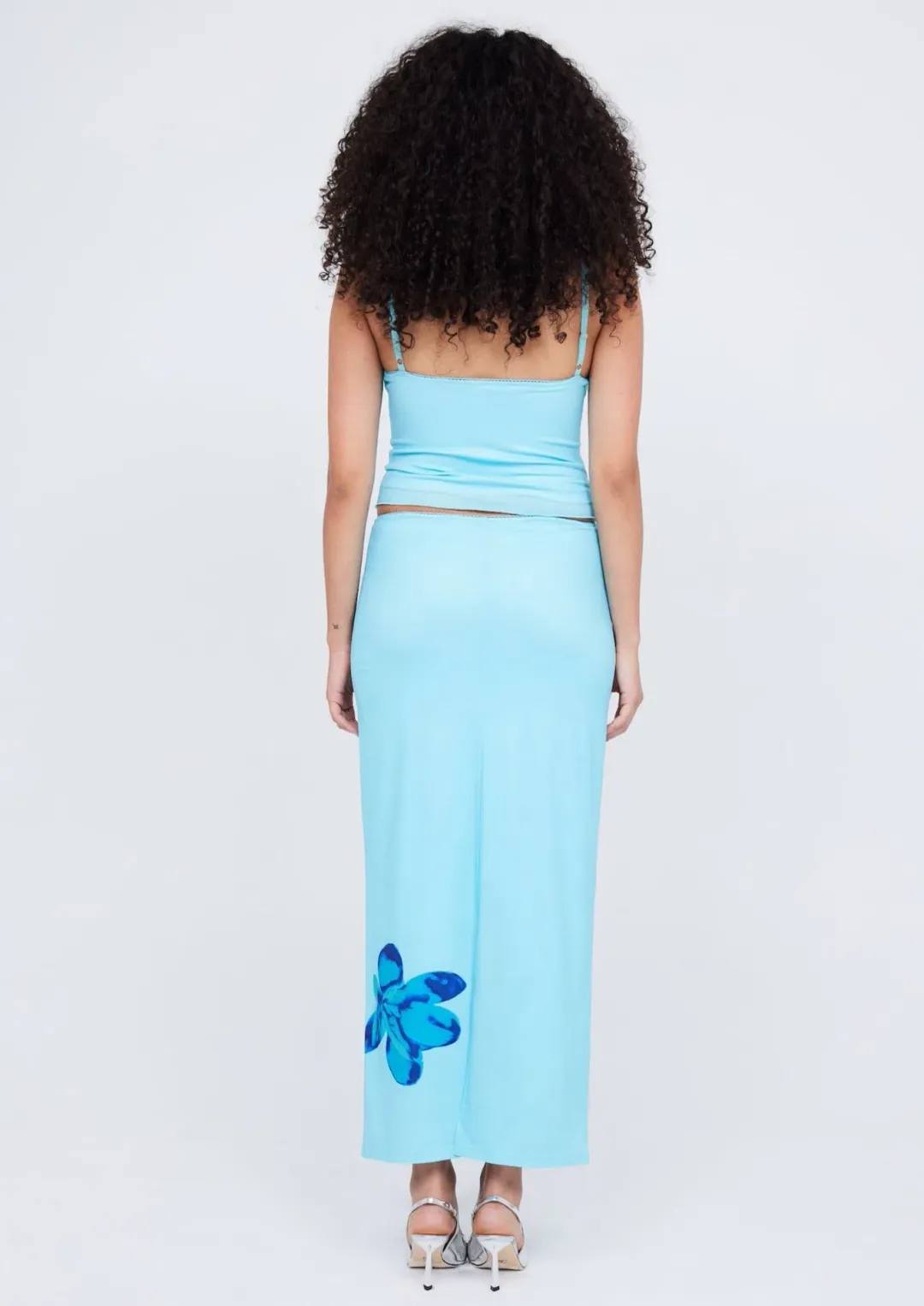 Benni Paradise Cami Top Size 8 & Slip Skirt Size 12 Set Flower Bomb Blue for rent on The Volte - main image