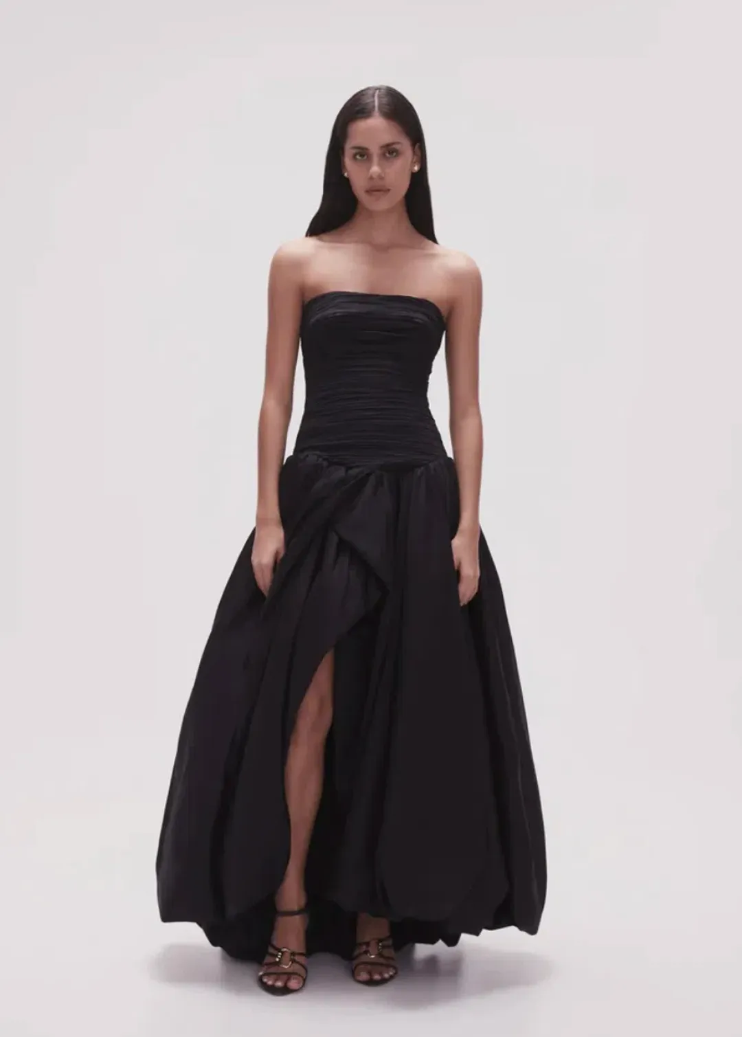 Aje Violette Bubble Hem Maxi Dress Black Size 10  for rent on The Volte - main image