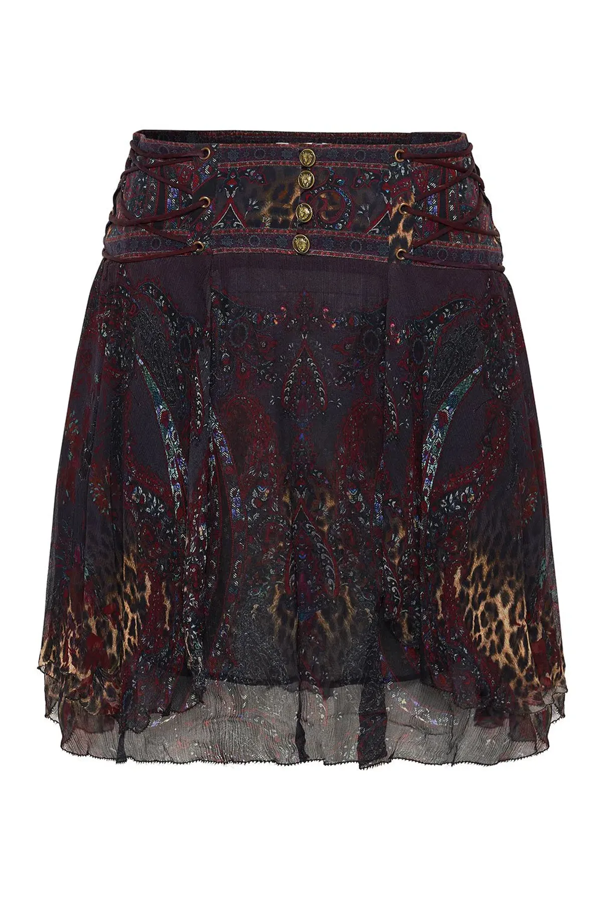 Camilla Layered Shaped Yoke Mini Skirt Print Size S/AU 8  - Image 3
