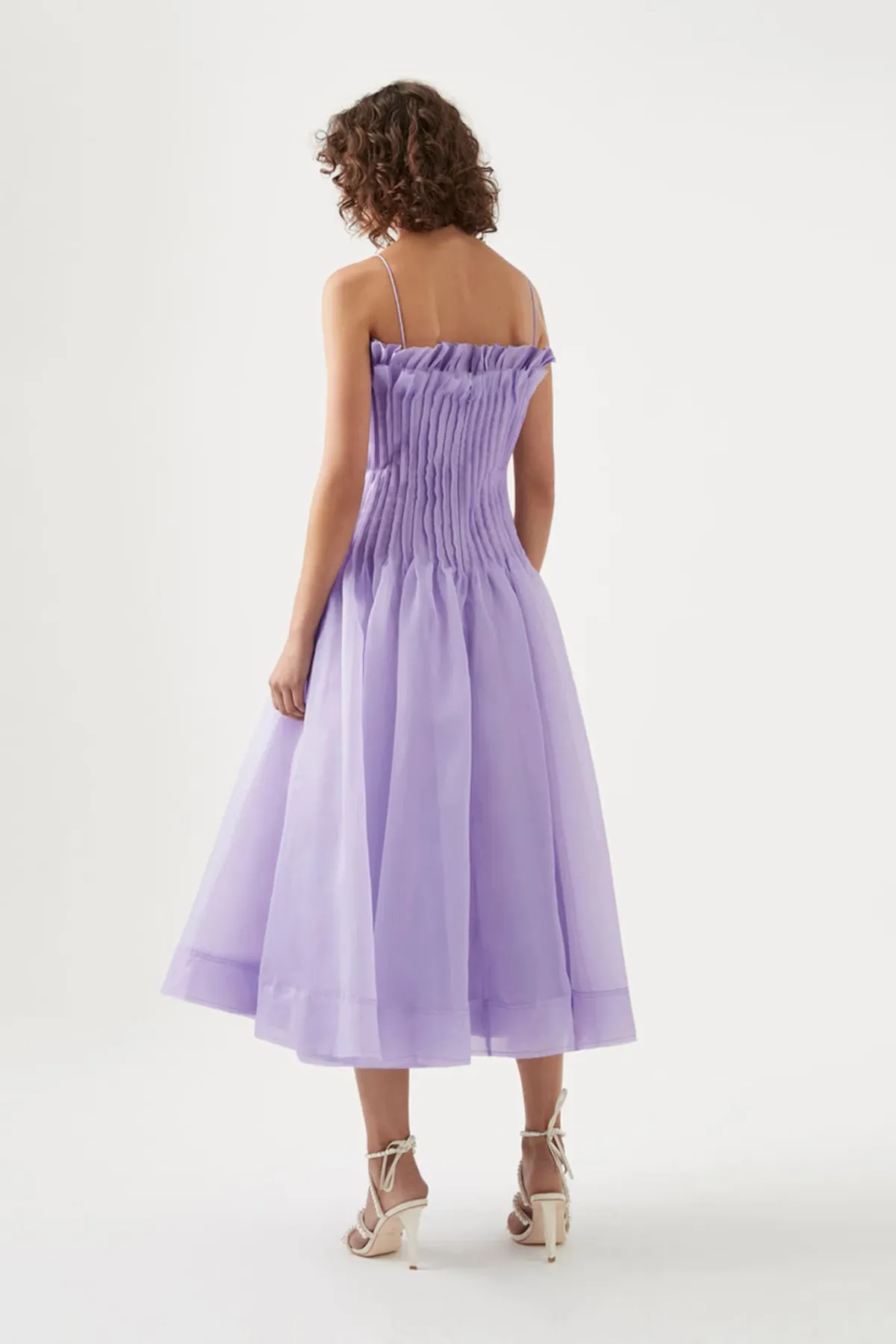 Aje Horizon Pintucked Midi Dress Lilac Size 10 - Image 3