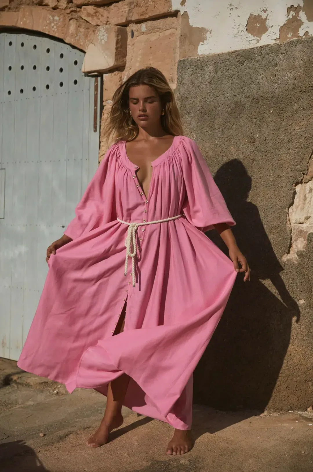 La Boheme Camila Maxi Dress in Begonia Pink One Size for rent on The Volte - main image