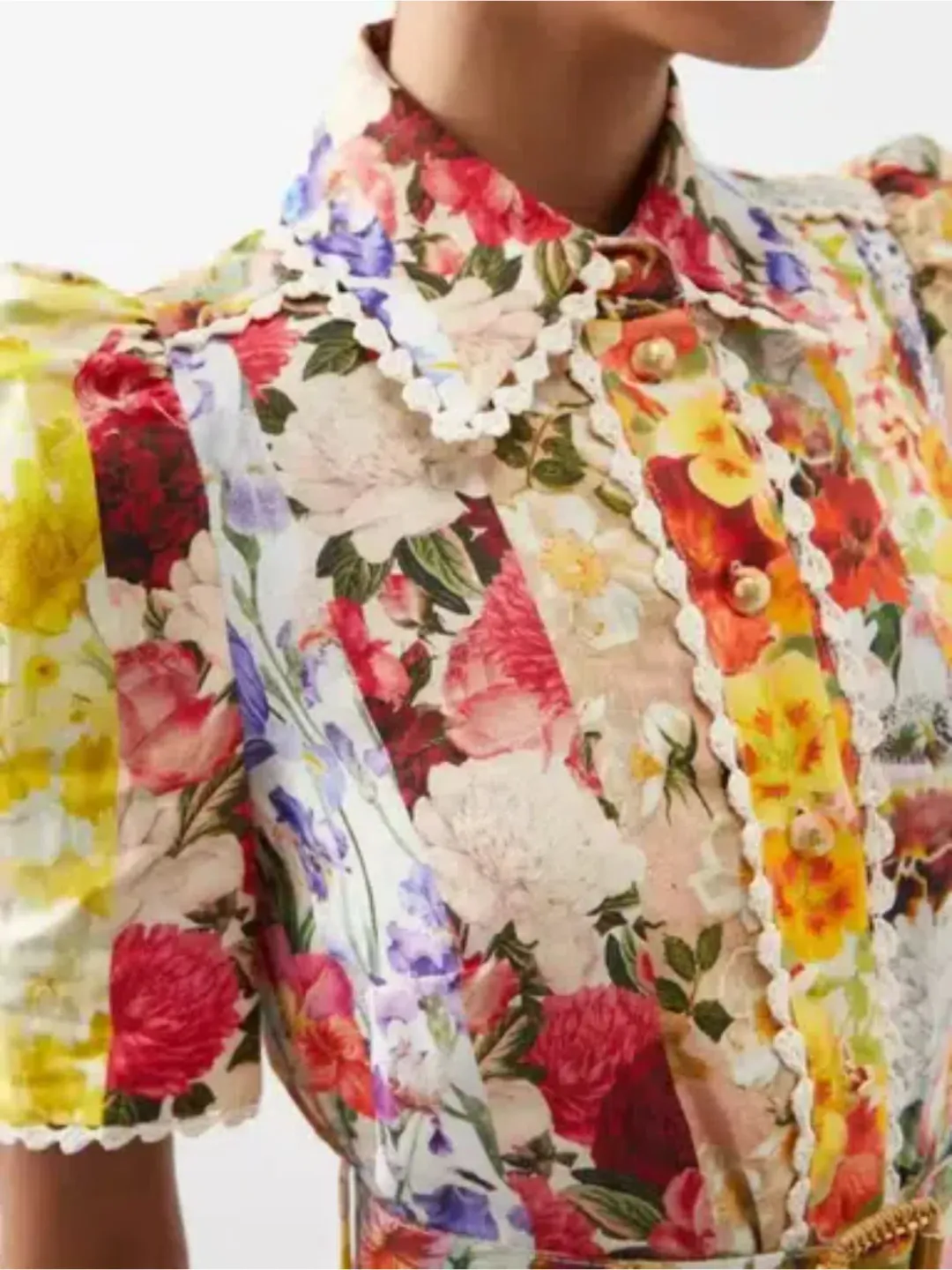 Zimmerman Wonderland Mini Shirt Dress in Spliced Stripe Floral Size 2 / AU 12 for rent on The Volte - main image