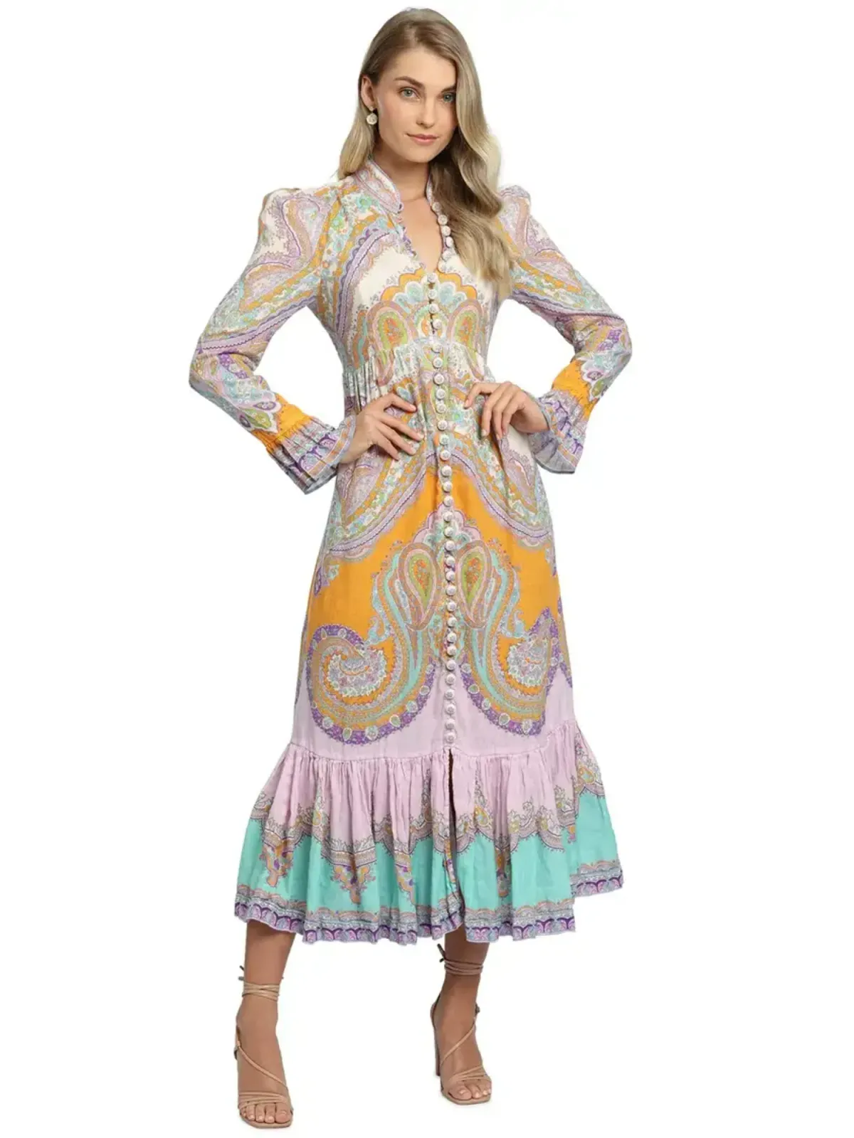 Zimmerman Lola Paisley Dress in Multi Print Size 1 / AU 10 - Image 1