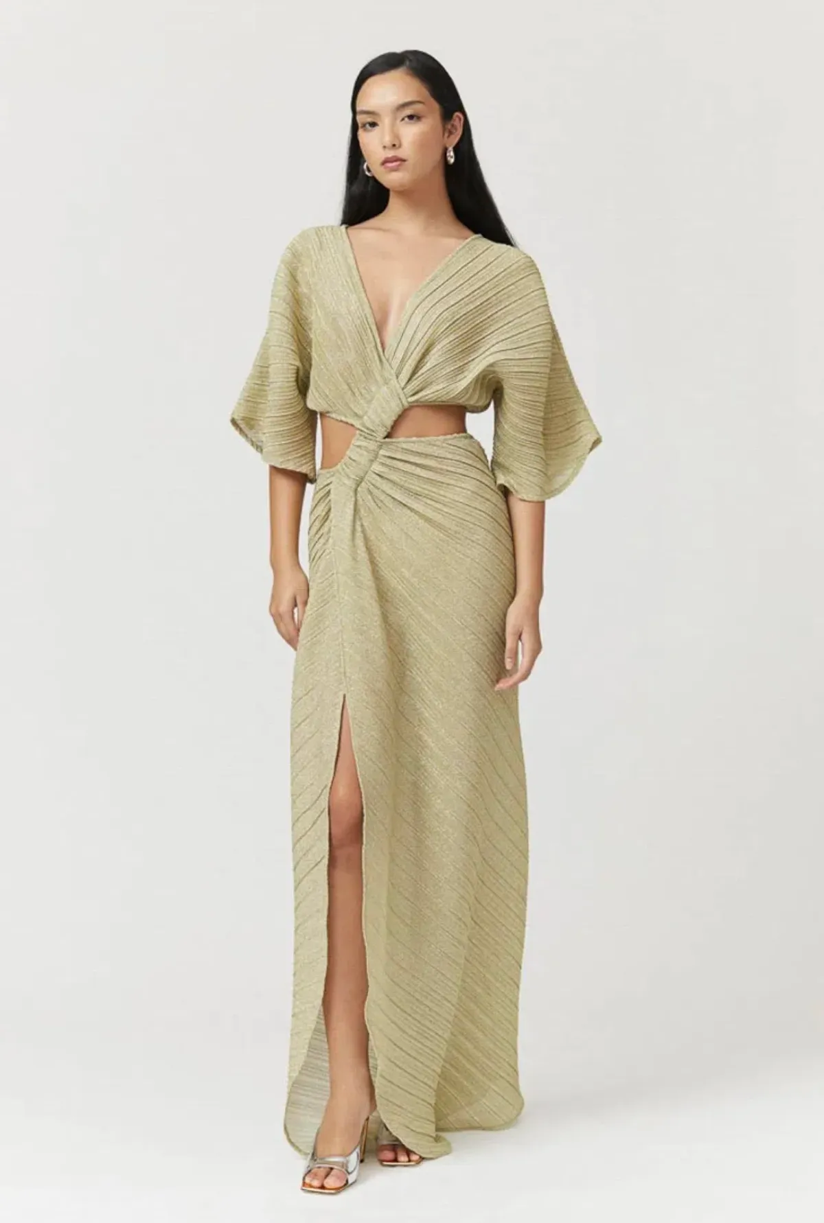 Suboo Stevie Cross Over Midi Dress Gold Size S / AU 8 - Image 1