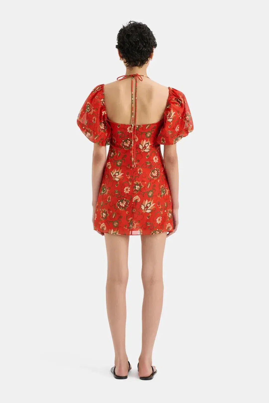 Sir the Label Reyes Puff Sleeve Mini Dress Cactus Flower Size 0 / AU 6 for rent on The Volte - main image