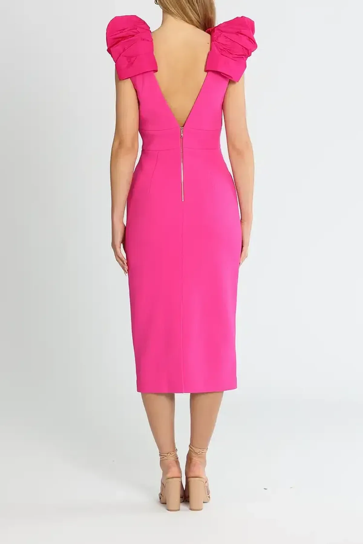 Rebecca Vallance Cupid's Bow Midi Dress Pink Size 12 - Image 3