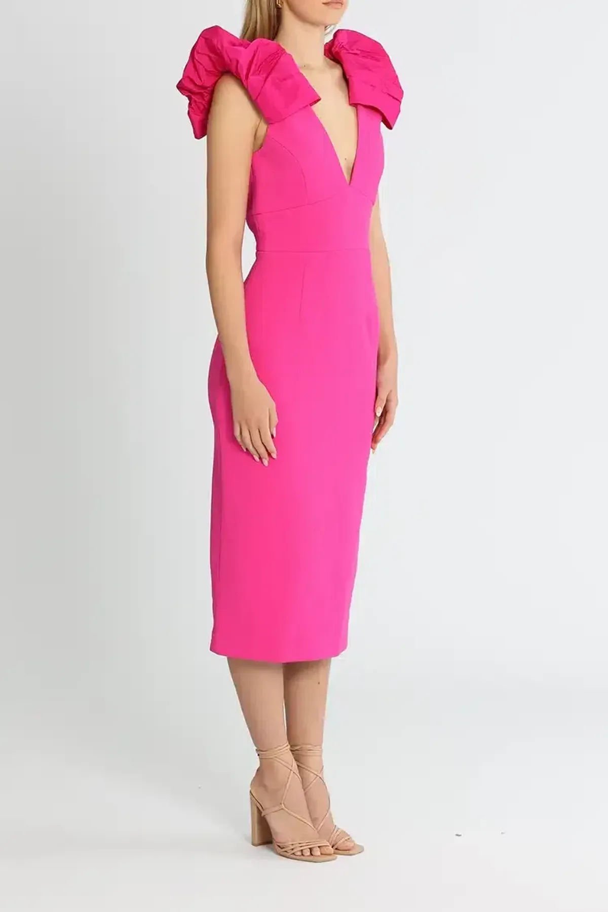 Rebecca Vallance Cupid's Bow Midi Dress Pink Size 12 - Image 2