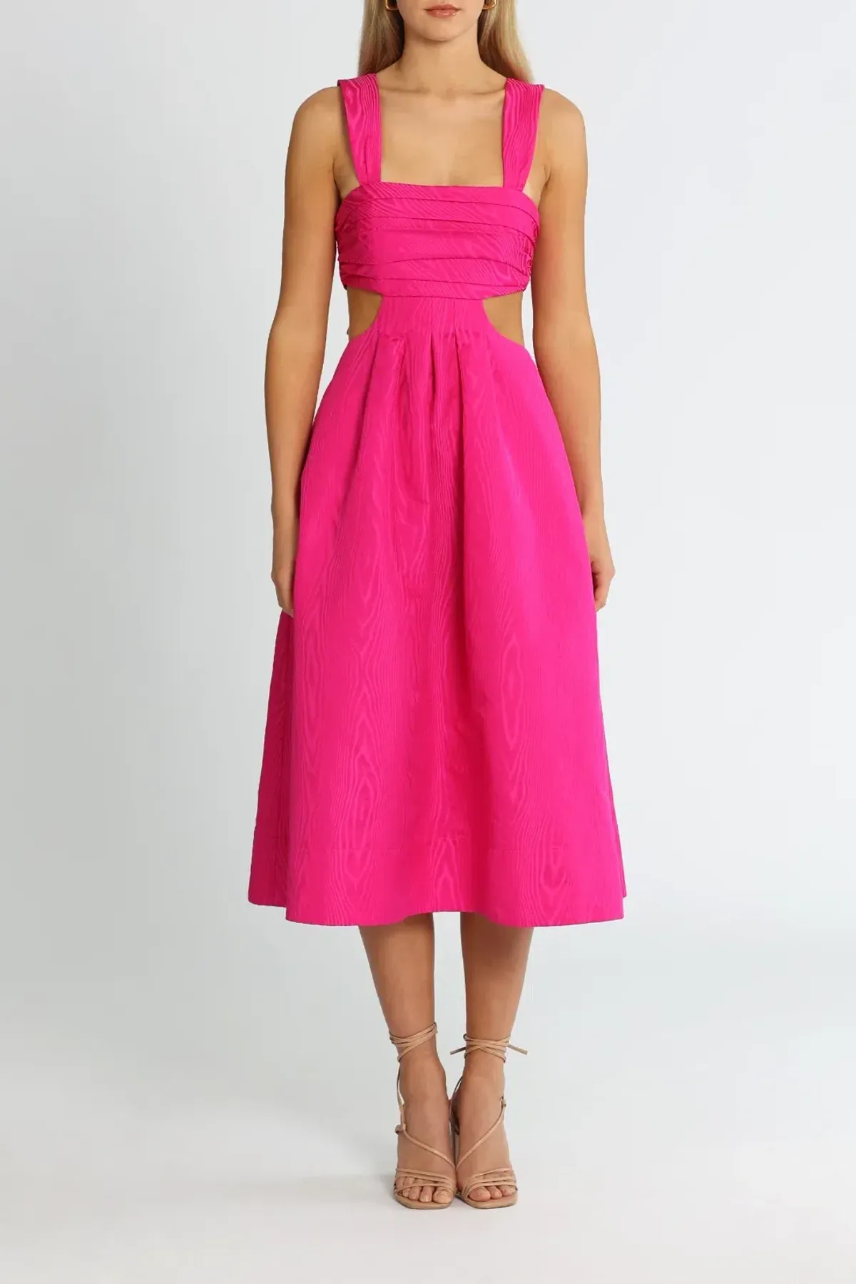Rebecca Vallance Frenchy Cut Out Midi Dress in Pink Size 6 - Image 1
