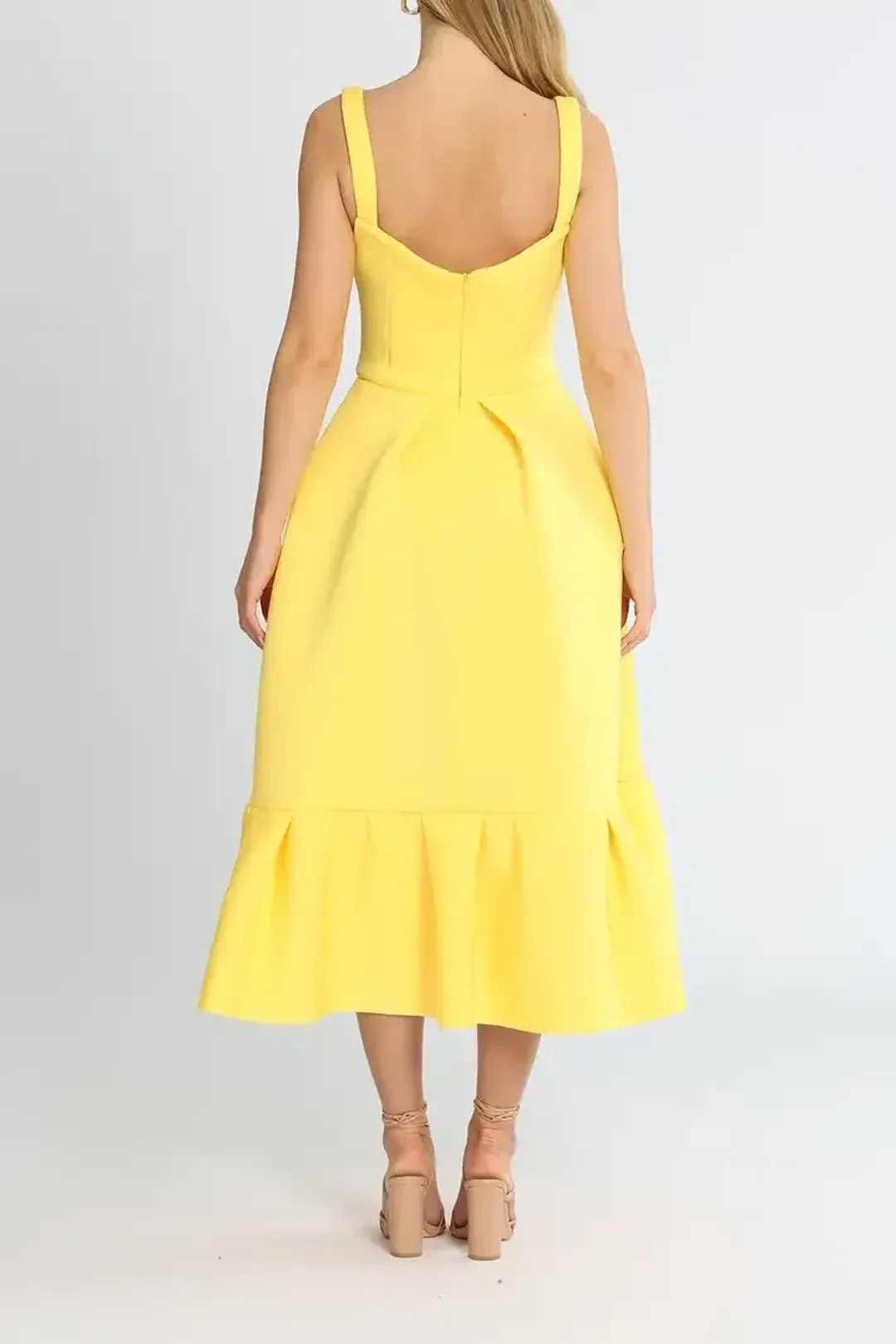 Rachel Gilbert Cora Midi Dress in Yellow Size 14 for rent on The Volte - main image