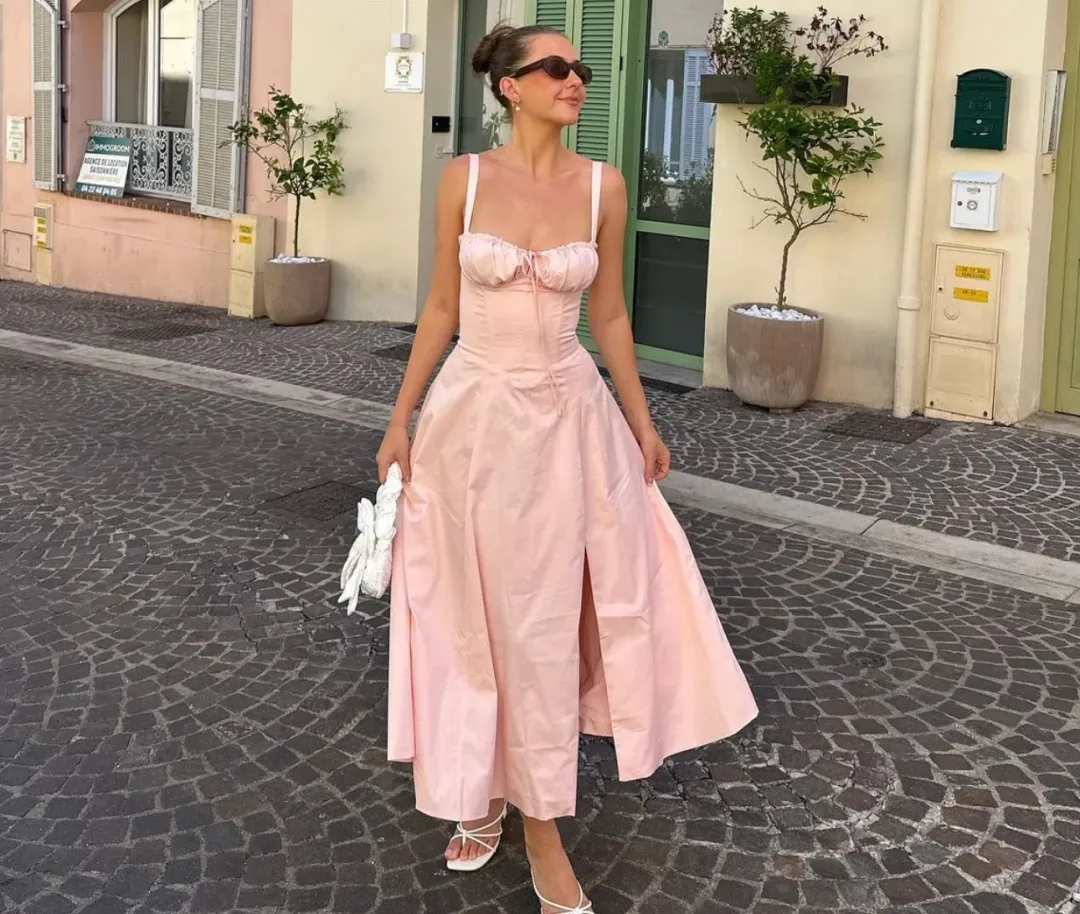 House of CB Carmen Bustier Sun Dress Baby Pink Size XS / AU 6-8 for rent on The Volte - main image