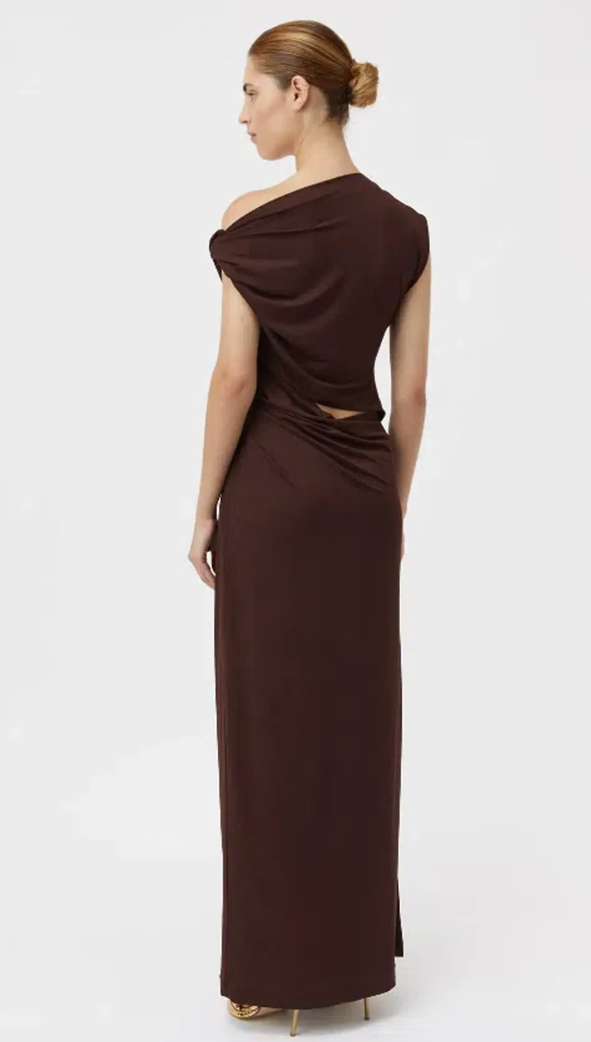 Camilla and Marc Annalise Draped Maxi Dress Chocolate Brown Size 8 - Image 3