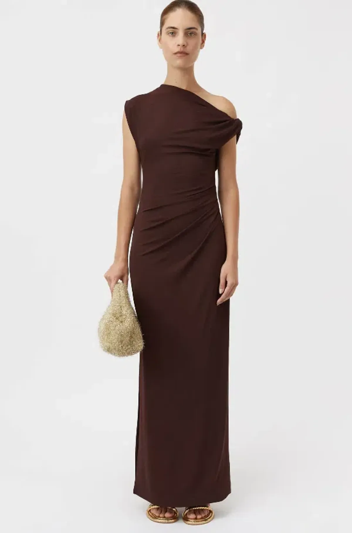 Camilla and Marc Annalise Draped Maxi Dress Chocolate Brown Size 8 - Image 2