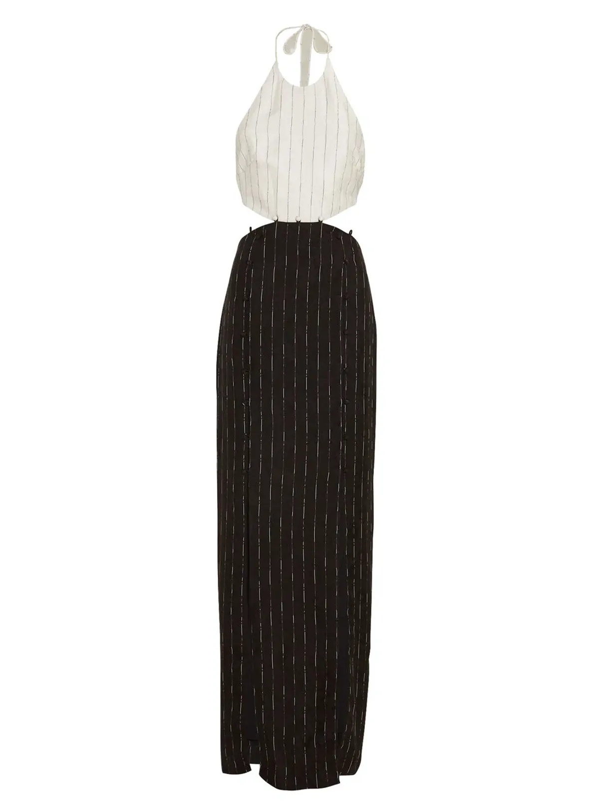 Dion Lee Pinstripe Tie Gown Black/Ivory Size 8 - Image 4