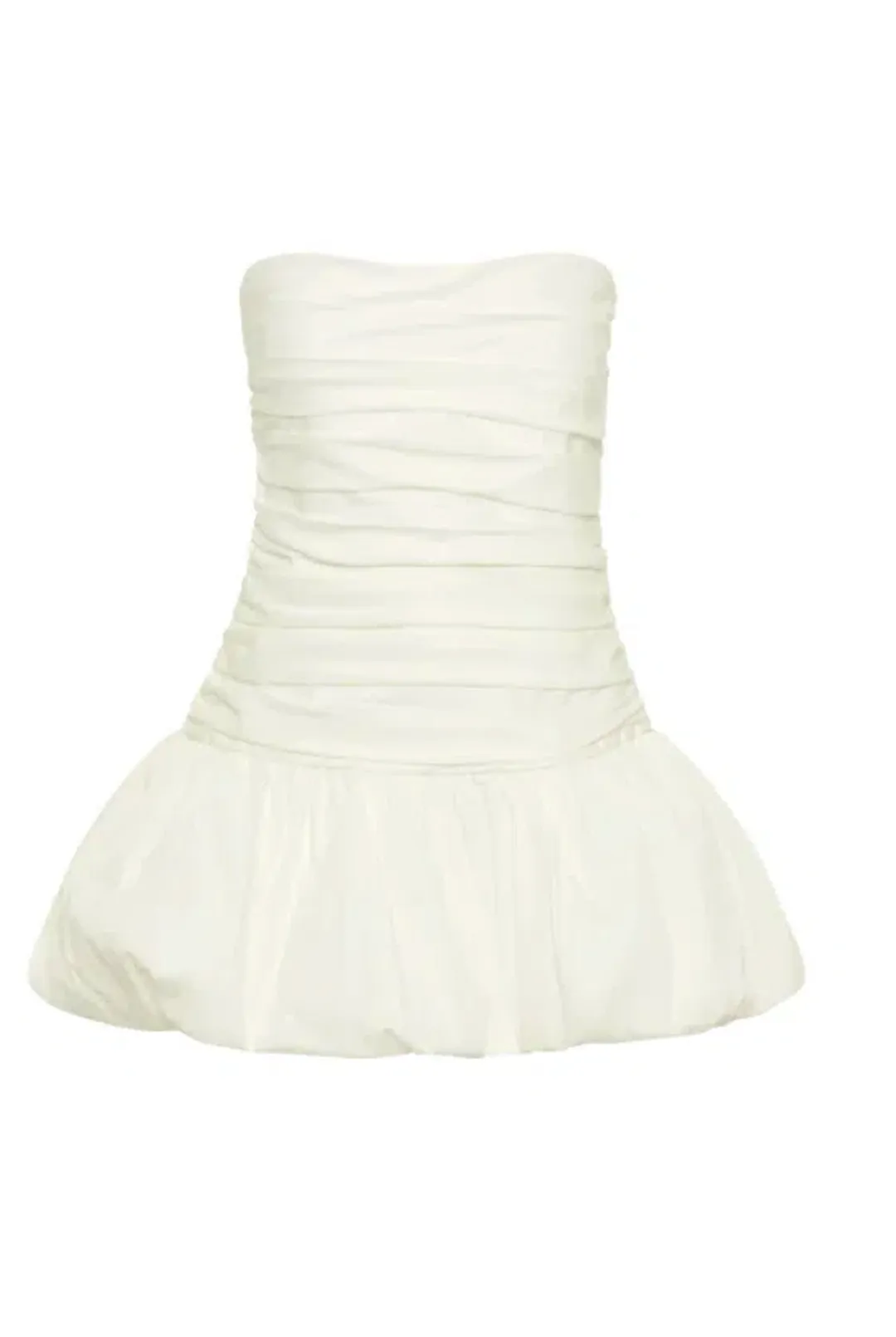 MESHKI FRAN Ruched Cotton Mini Dress - White - Size XS / AU 6 for rent on The Volte - main image
