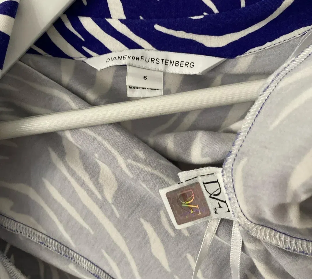 Diane Von Furstenberg Floor-Length Jersey Wrap Dress Blue Animal Print Size AU 10 for rent on The Volte - main image