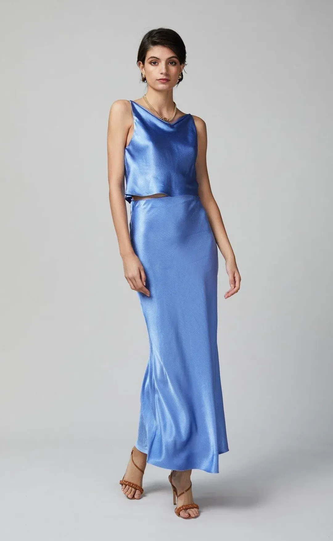 Bec & Bridge Delphine Top & Skirt Set in Cornflower Blue Size 8 for rent on The Volte - main image