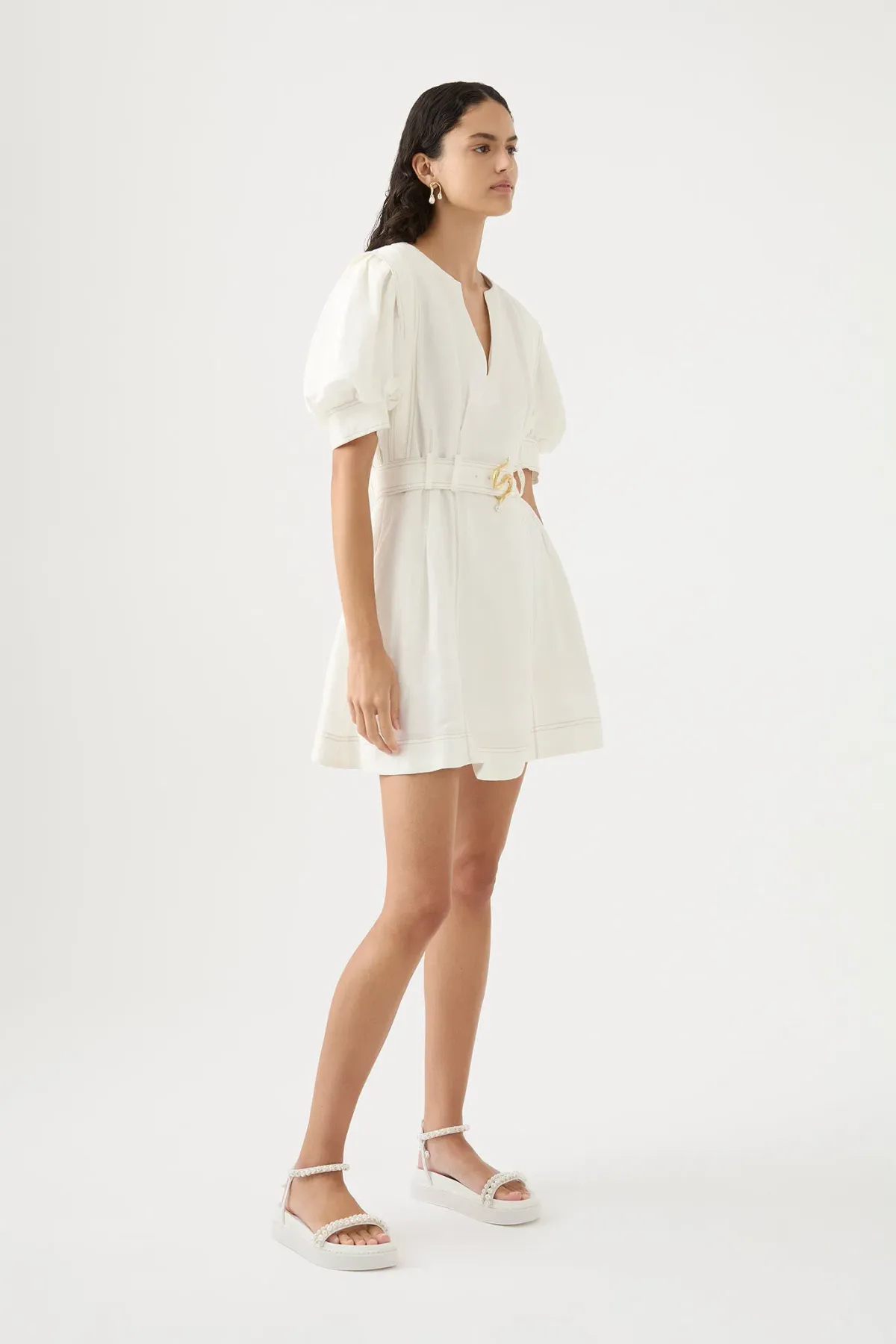 Aje Beacon Structured Mini Dress Ivory Size 8  - Image 2