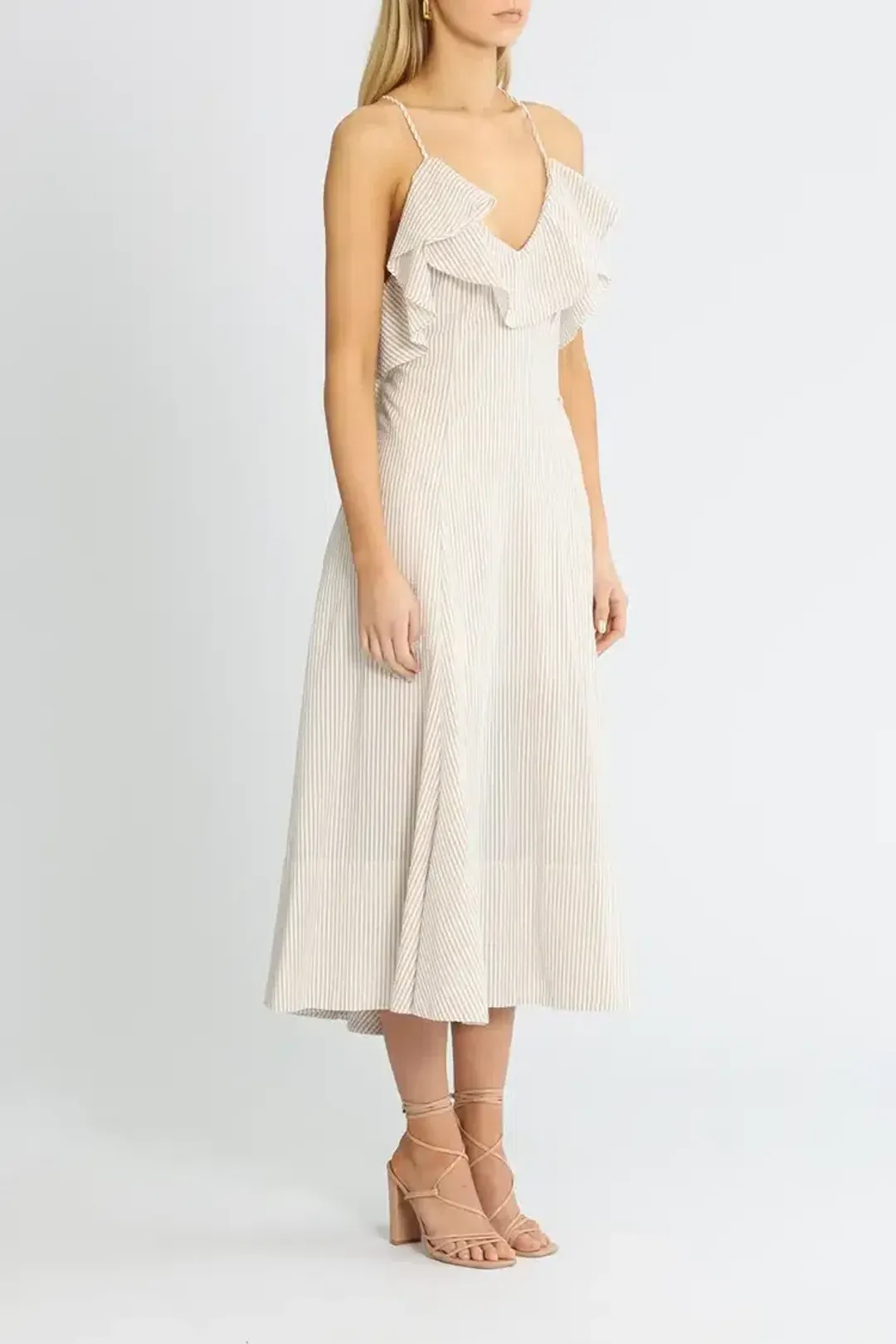 Shona Joy Sabina Cross Back Midi Dress Cream Size 6 for rent on The Volte - main image