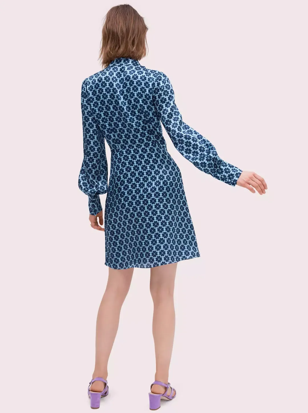 Kate Spade New York Flower Silk Mini Dress Blue Size 6 for rent on The Volte - main image