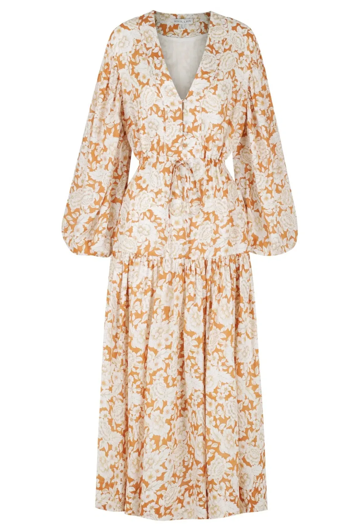 Shona Joy Flor Balloon Sleeve Drawstring Midi Dress Floral Size 12 - Image 7