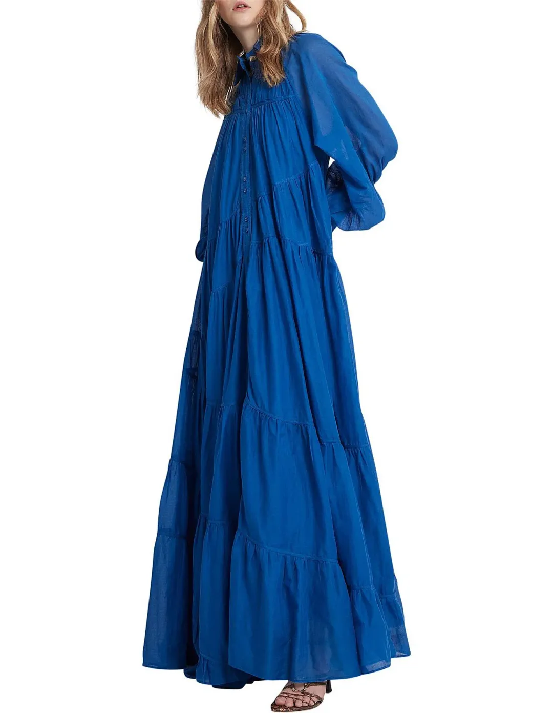 Aje Musing Smock Maxi Dress Blue Size 8 for rent on The Volte - main image