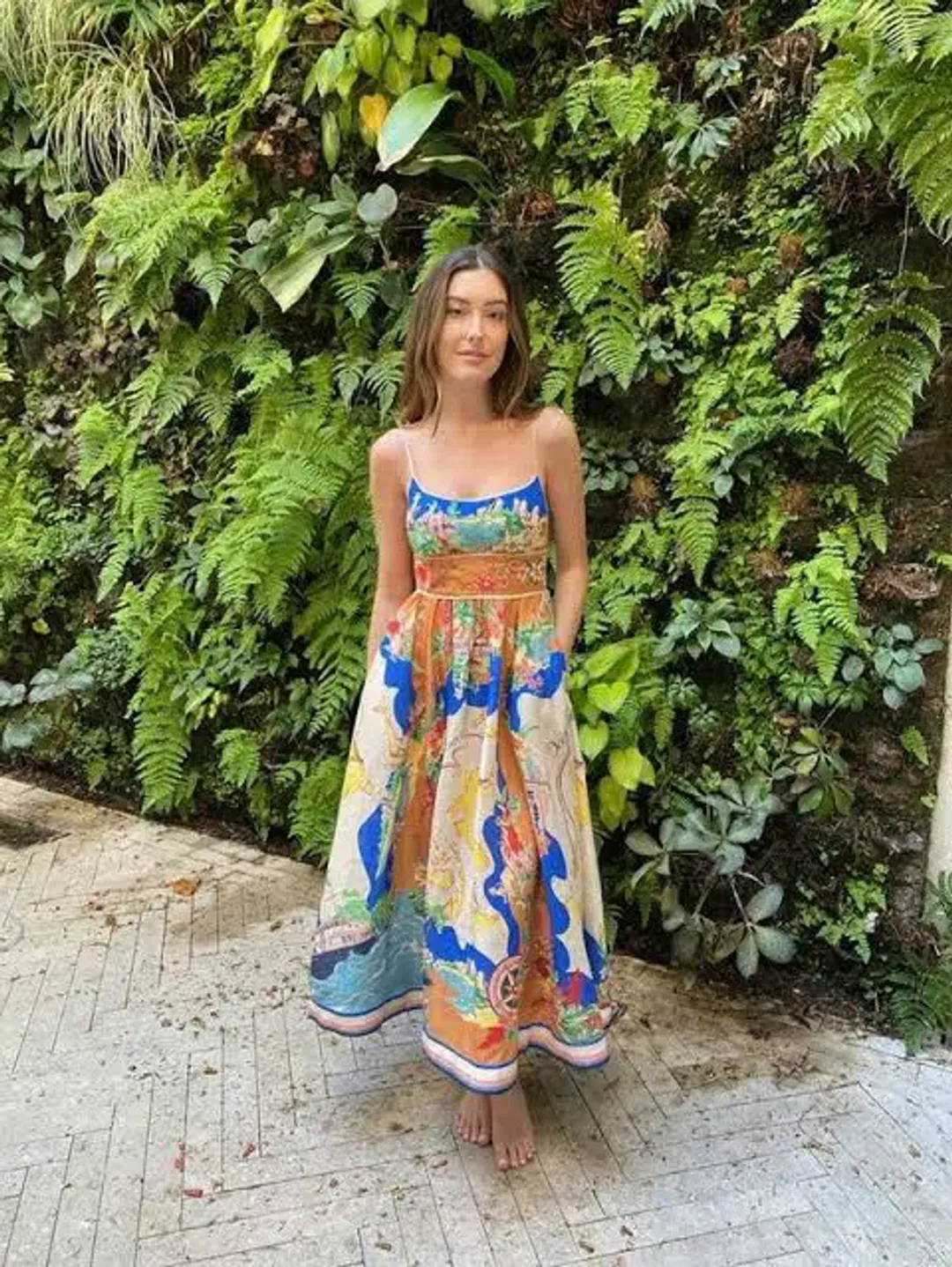 Zimmermann Alight Picnic Midi Dress Nautical Map Size 0 / AU 8 for rent on The Volte - main image