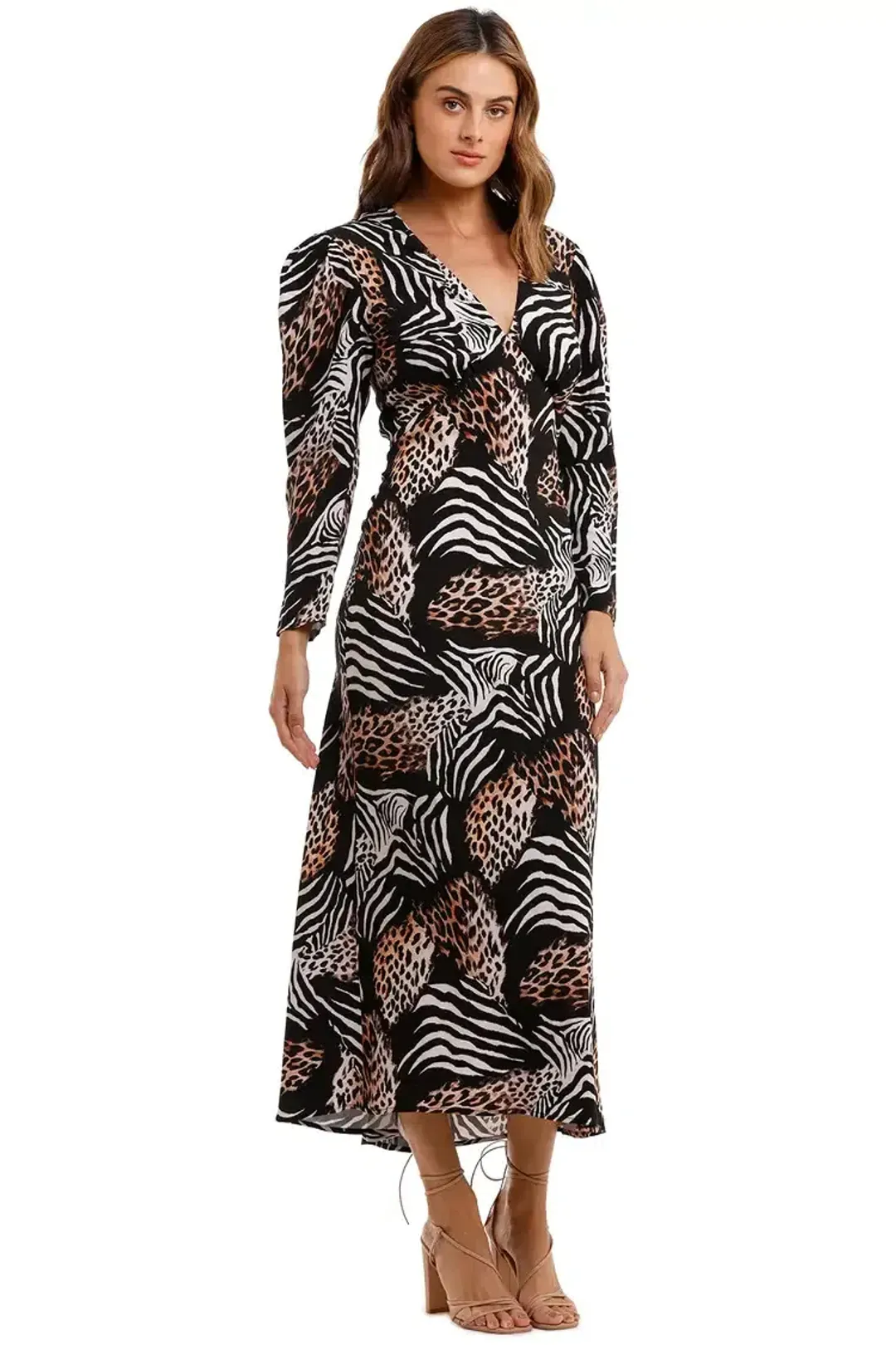 Rixo London Animal Kingdom Midi Dress Print Size 10 for rent on The Volte - main image