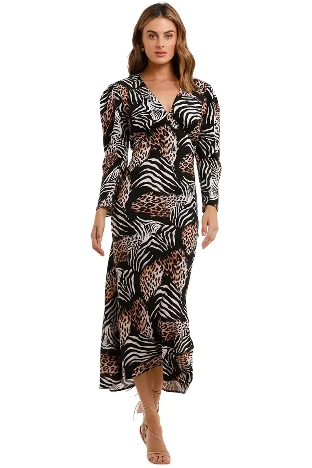 Rixo London Animal Kingdom Midi Dress Print Size 8 for rent on The Volte - main image