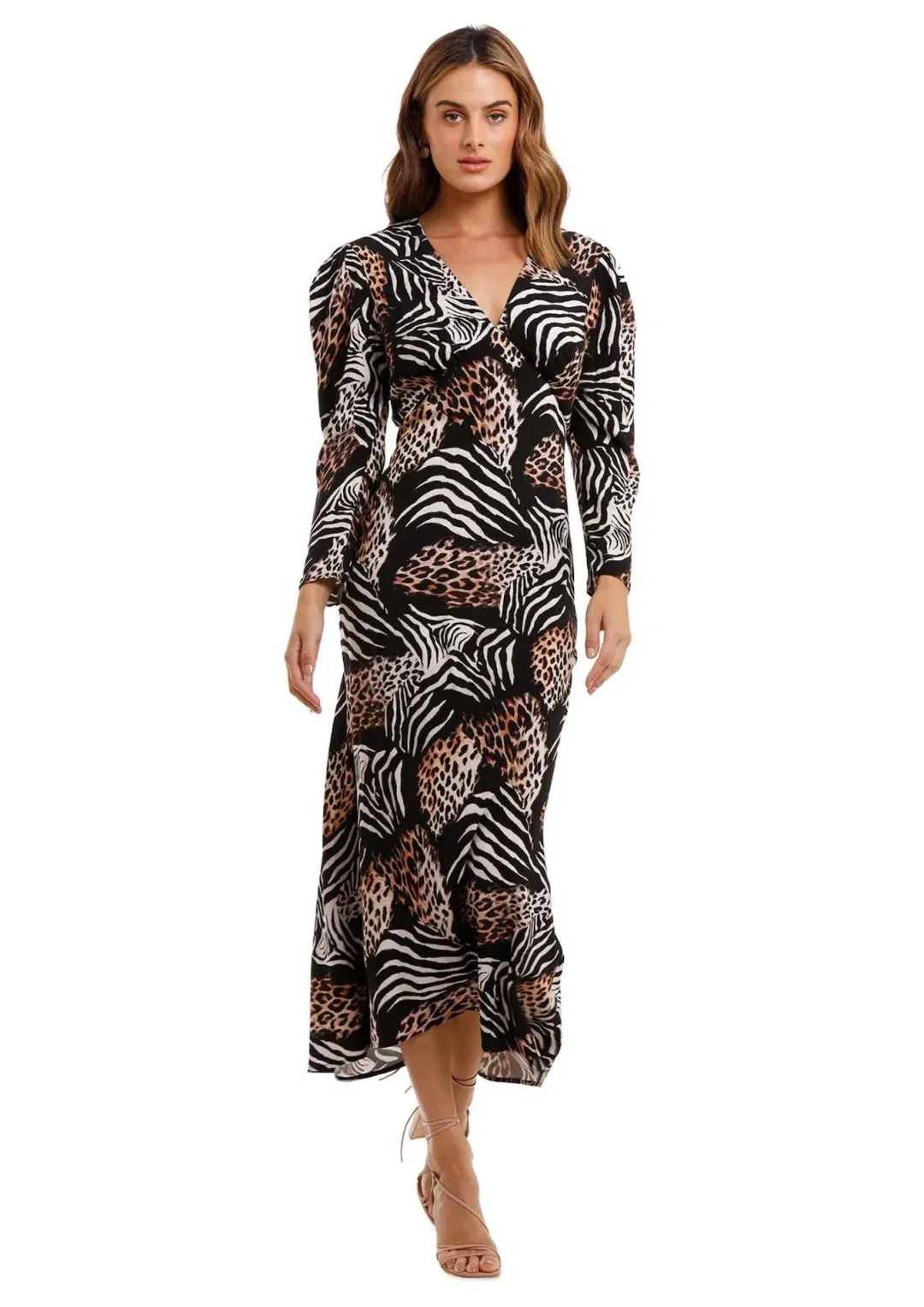 Rixo London Animal Kingdom Midi Dress Print Size 8 for rent on The Volte - main image